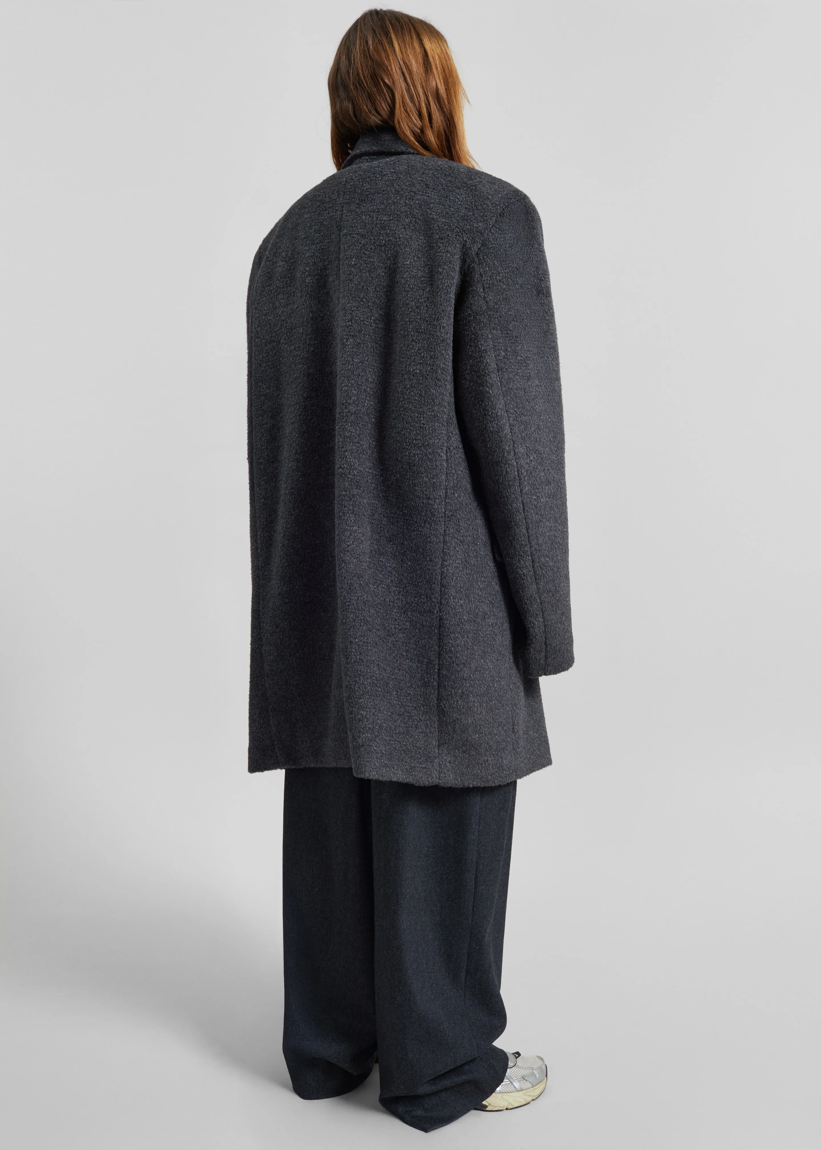 Coblence Textured Wool-Blend Coat - Dark Grey - Image 7