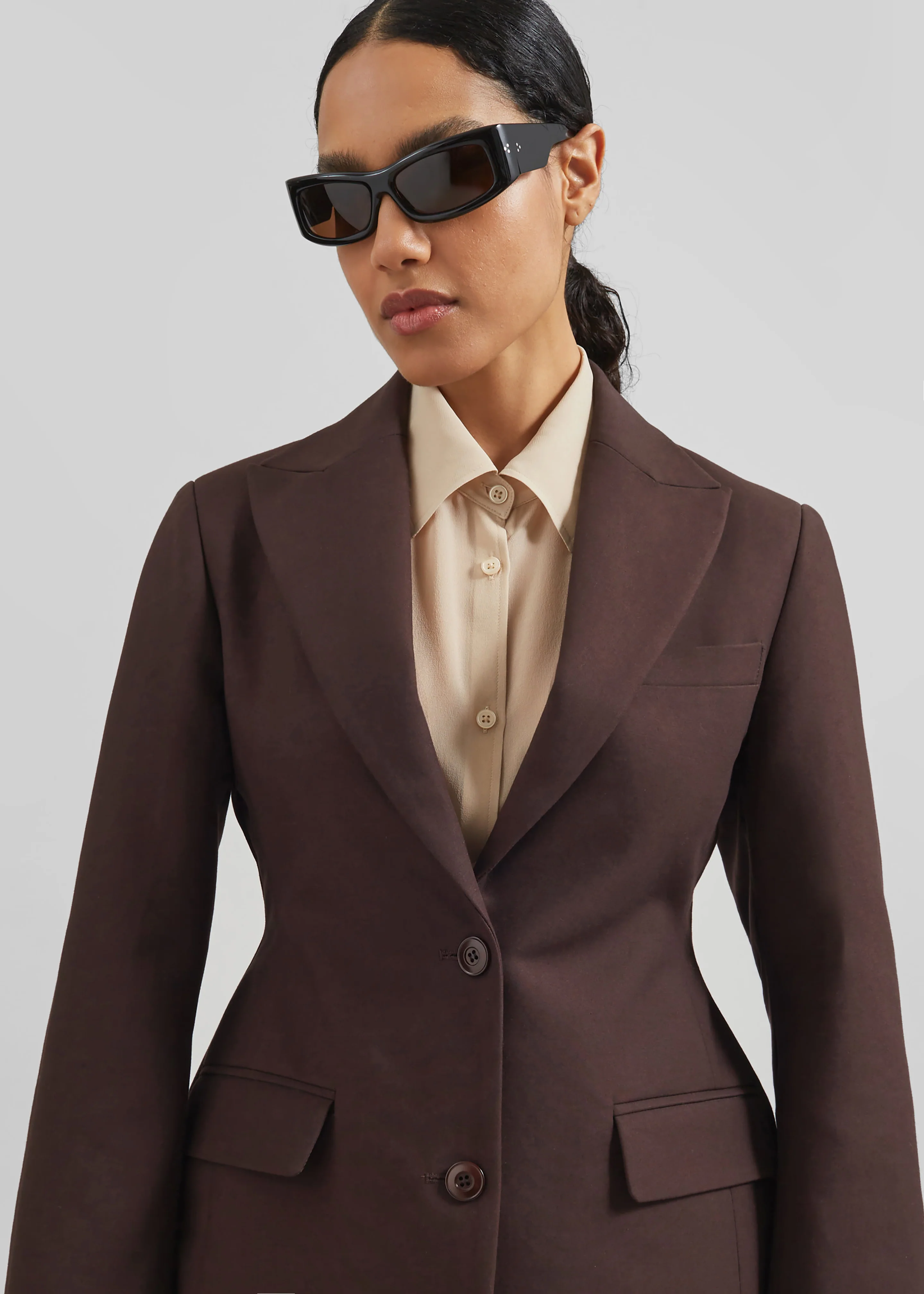 Colette Hourglass Blazer - Dark Brown - Image 5