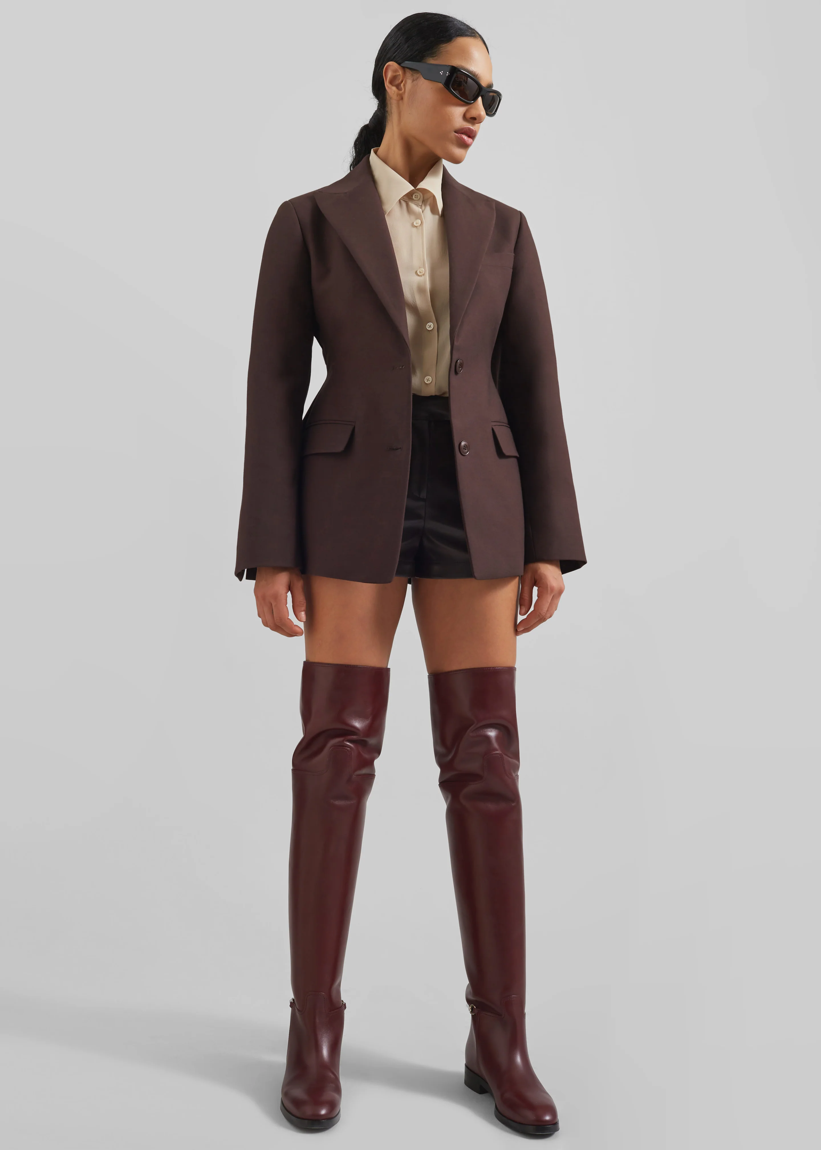 Colette Hourglass Blazer - Dark Brown - Image 6
