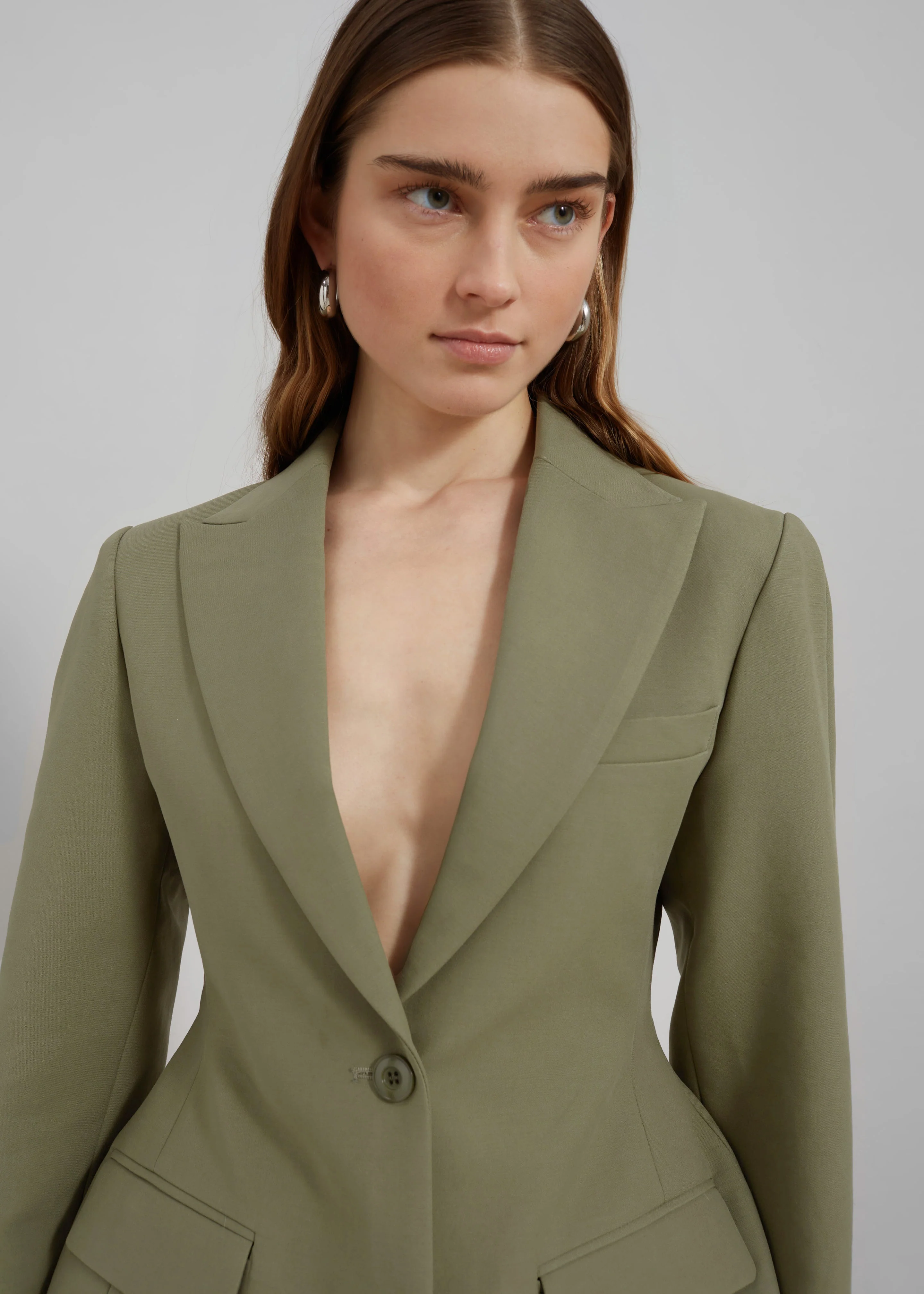 Colette Hourglass Blazer - Khaki - Image 3
