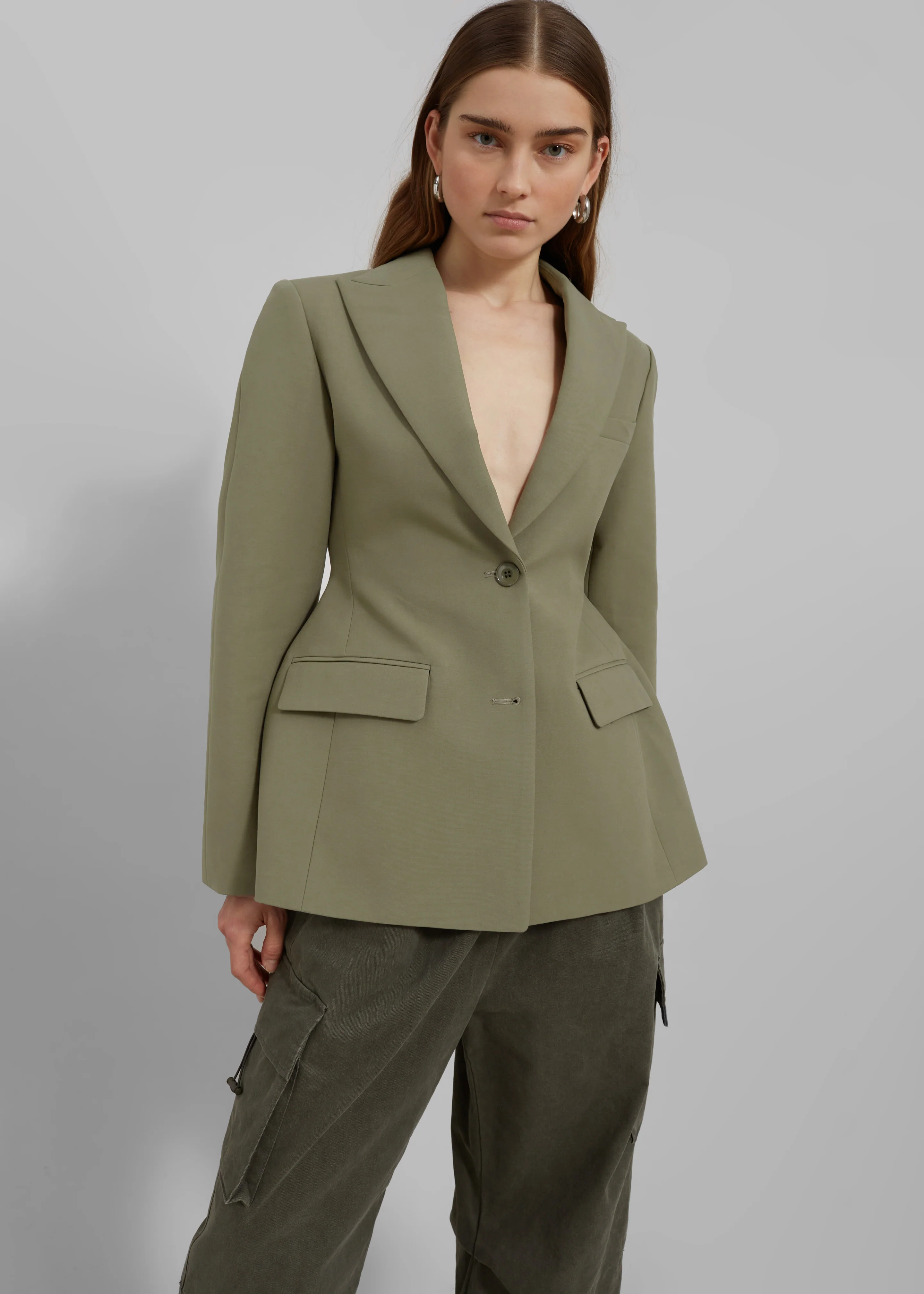 Colette Hourglass Blazer - Khaki - Image 4