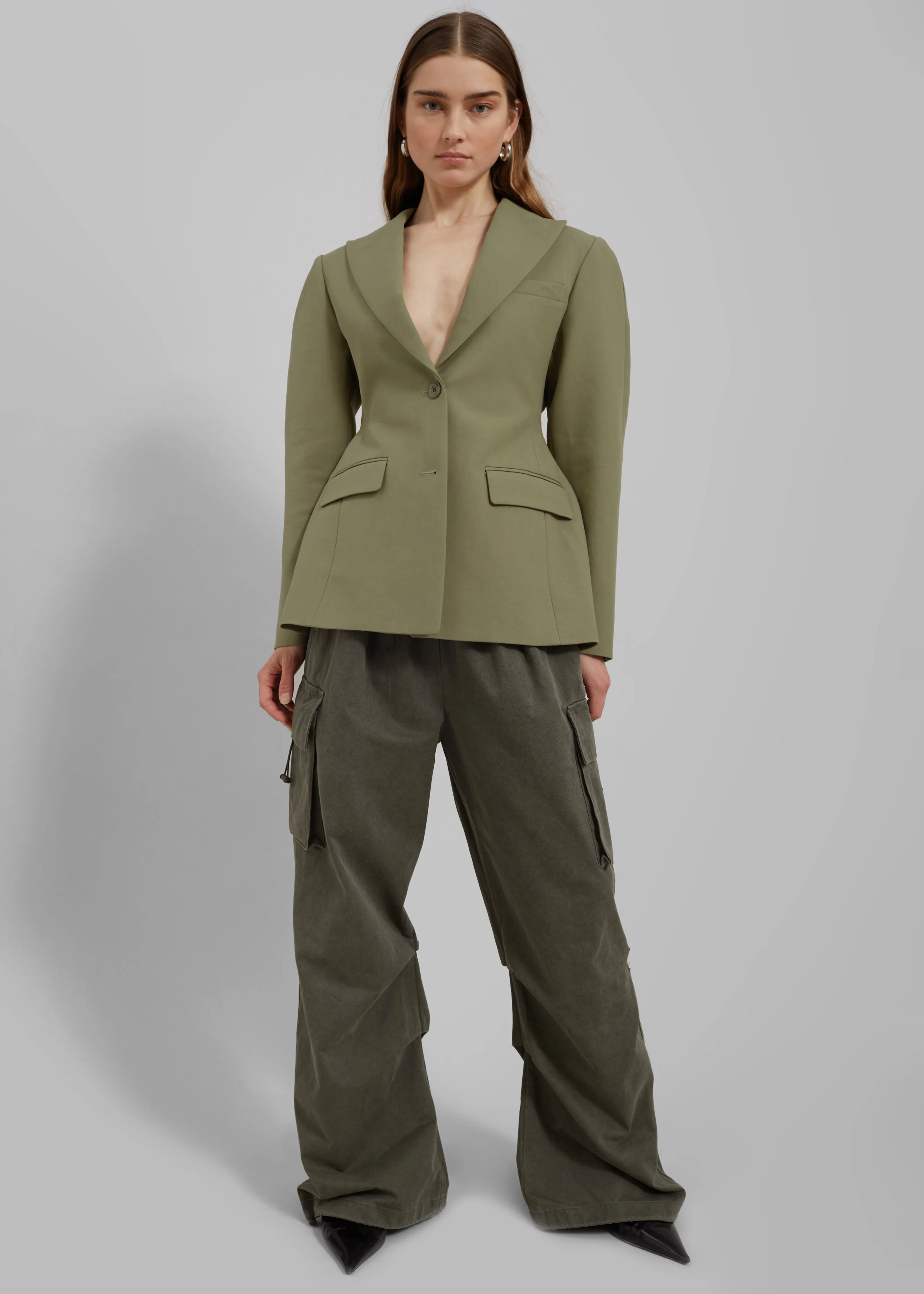 Colette Hourglass Blazer - Khaki - Image 6