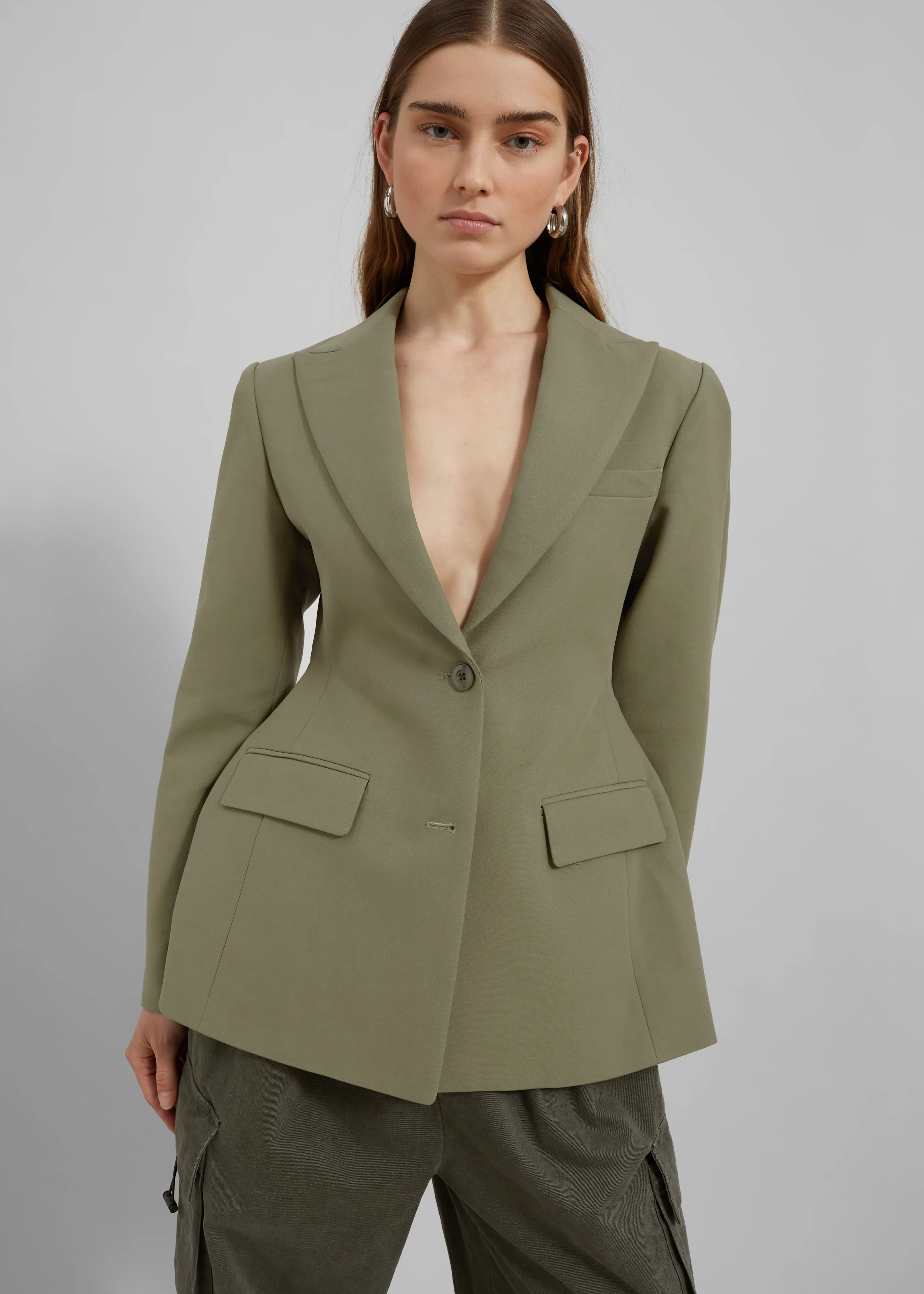 Colette Hourglass Blazer - Khaki - Image 9