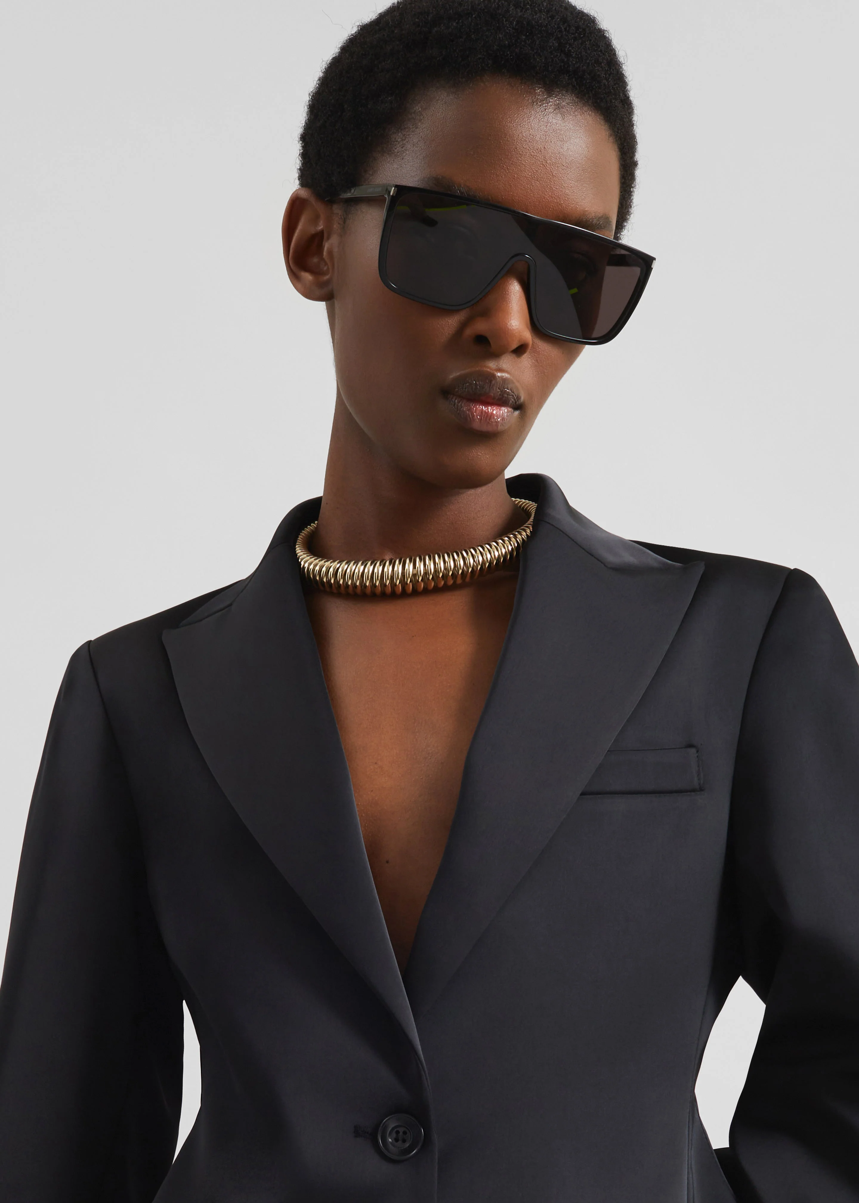 Colette Hourglass Satin Blazer - Black - Image 3