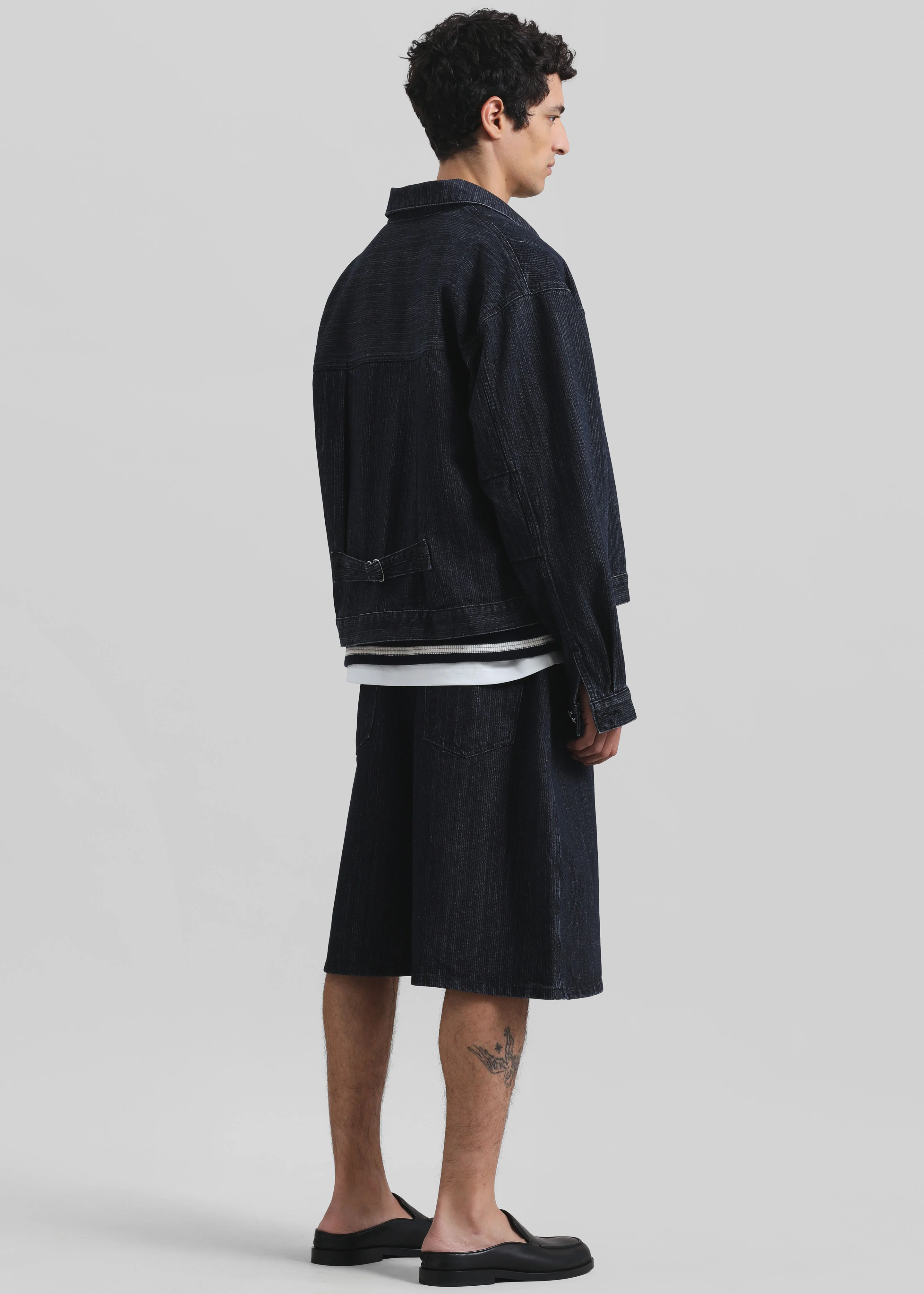 Colville Pinstripe Denim Bermuda Shorts - Dark Wash - Image 8