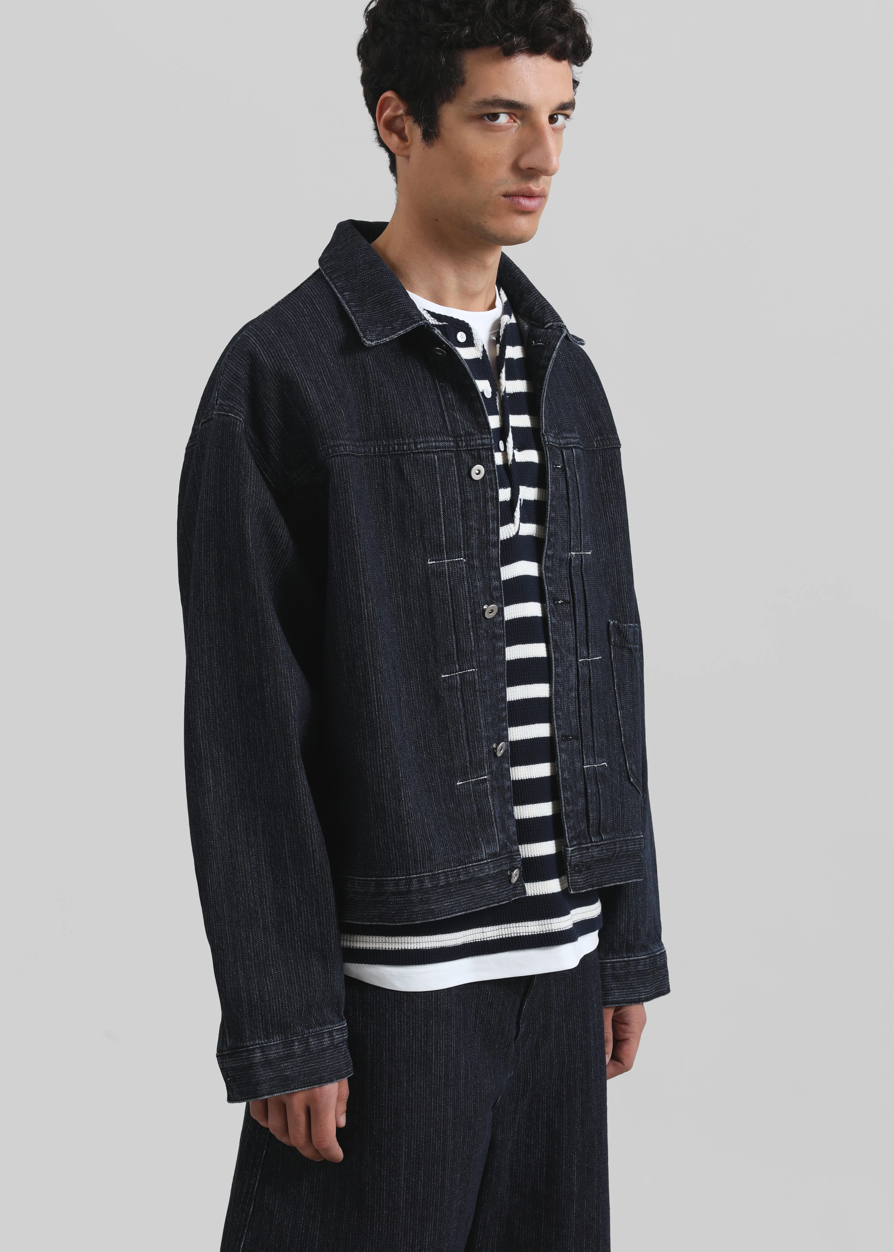Colville Pinstripe Denim Work Jacket - Dark Wash - Image 6