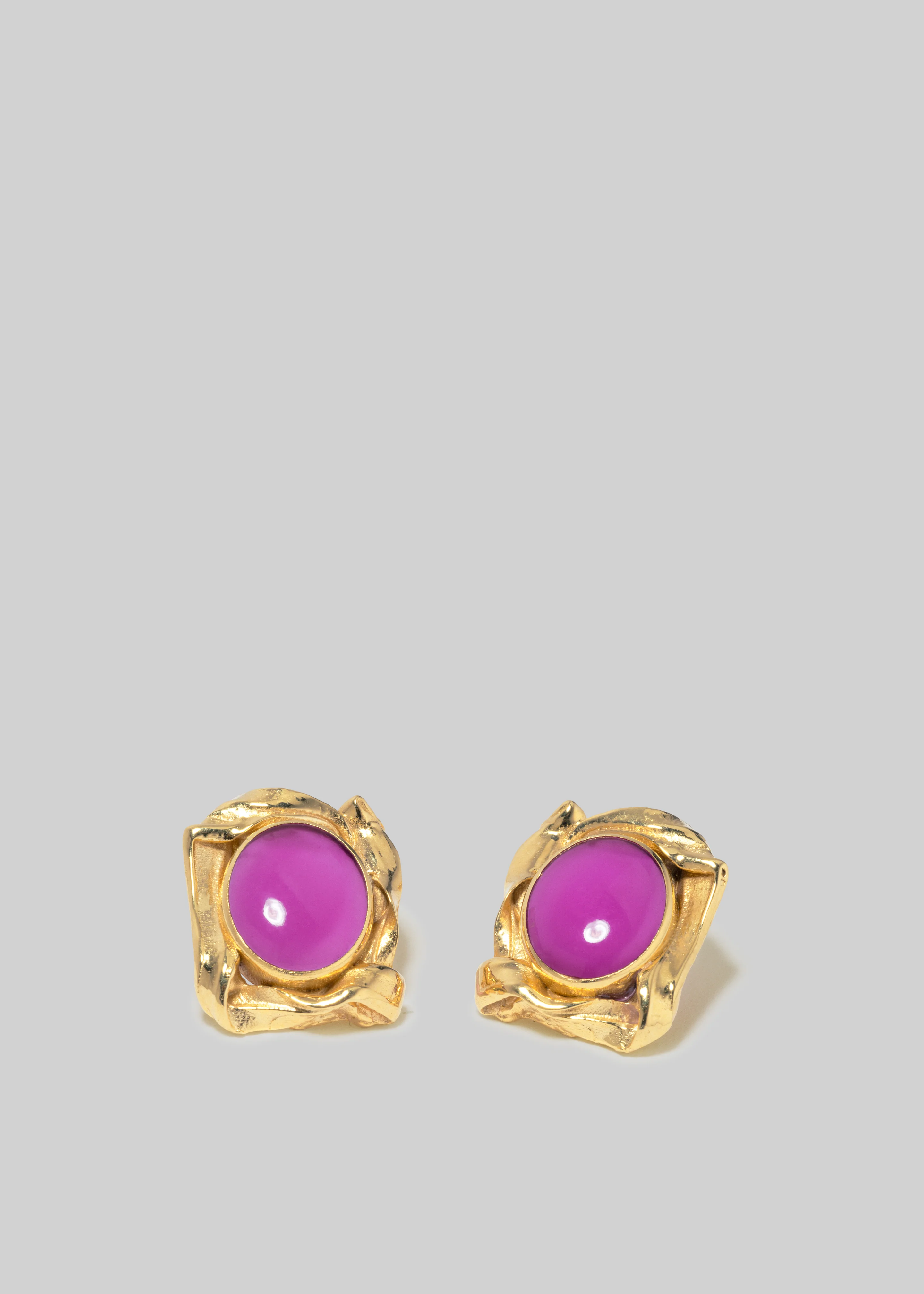 Completedworks Gold Pleated and Resin Earrings - Pink - Image 4