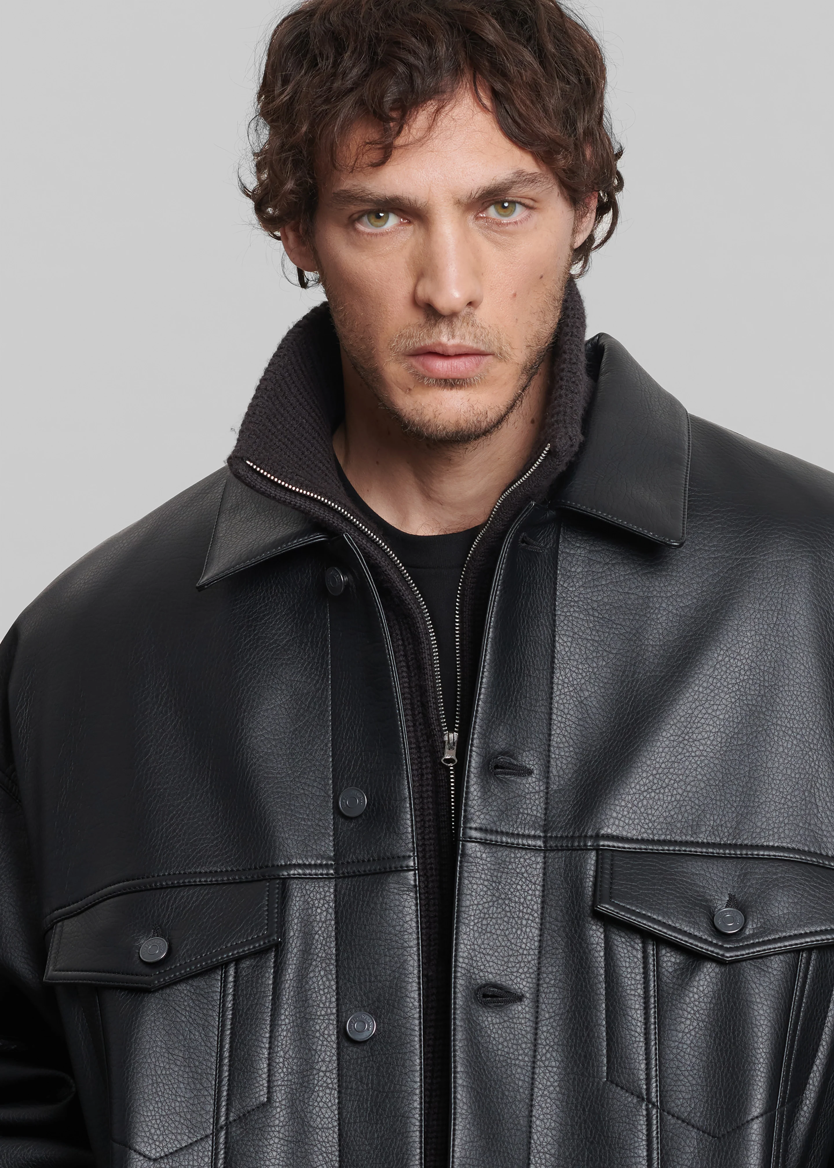 Conan Faux Leather Jacket - Black - Image 12