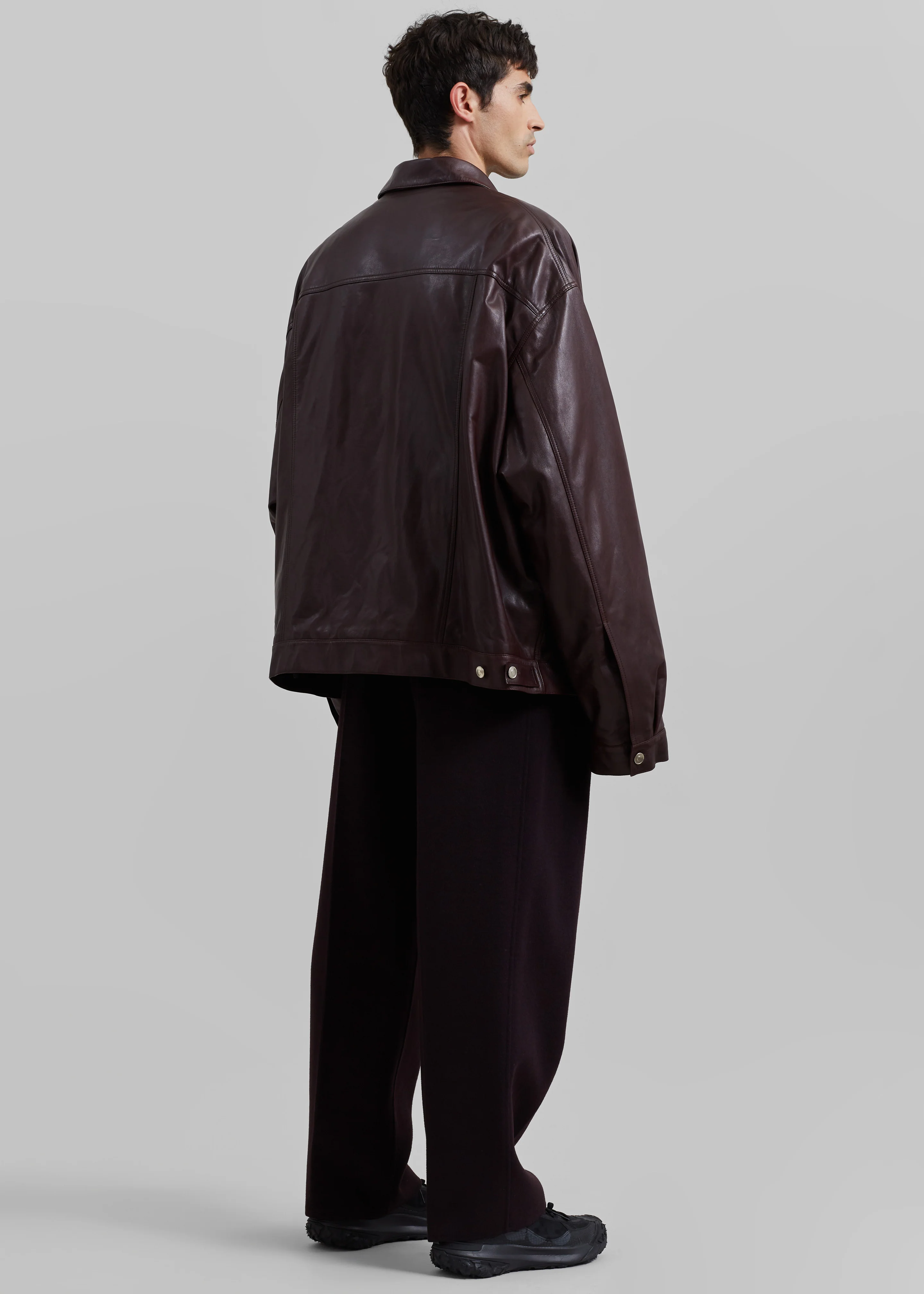 Conan Faux Leather Jacket - Burgundy - Image 7