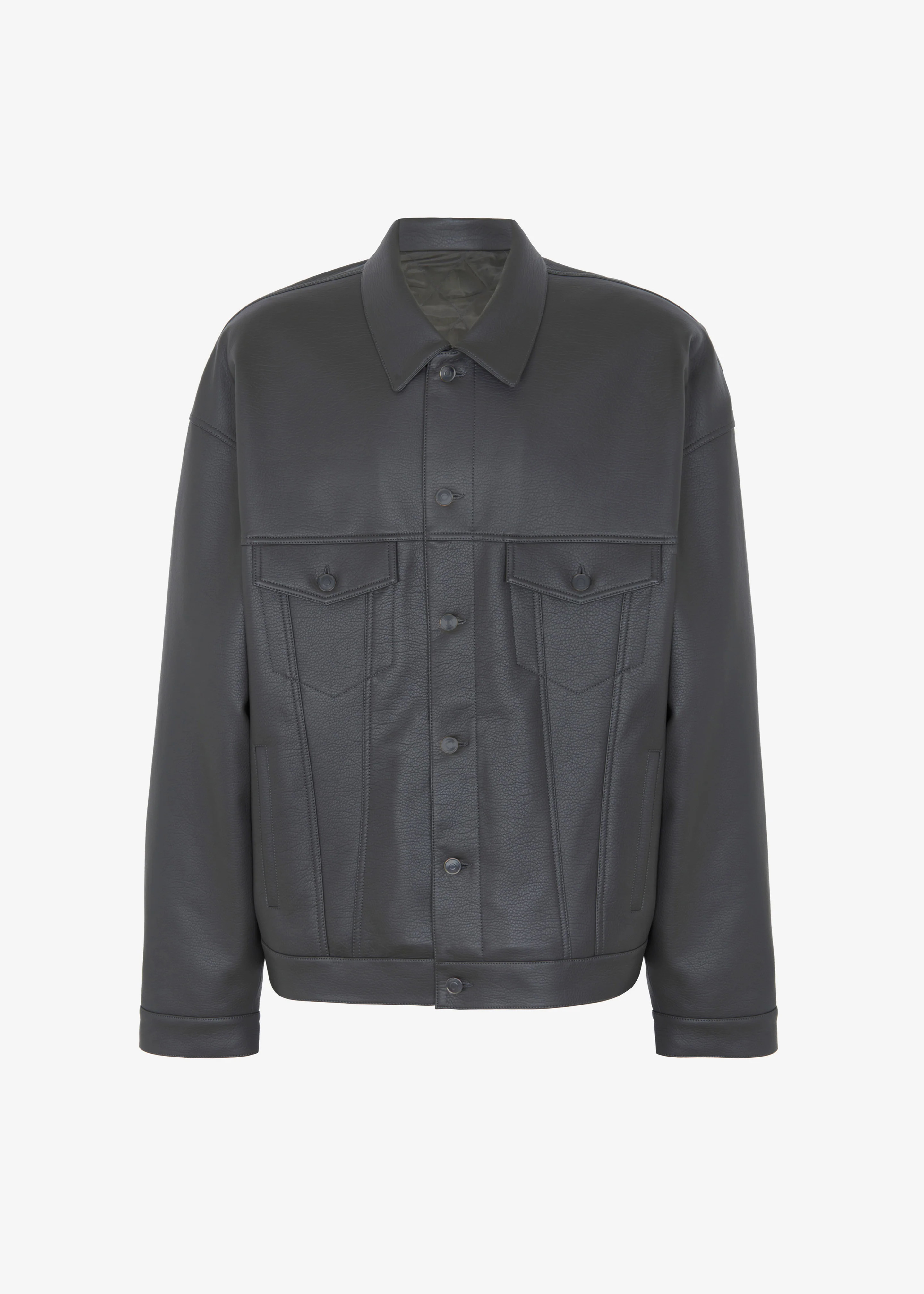 Conan Faux Leather Jacket - Dark Grey - Image 14
