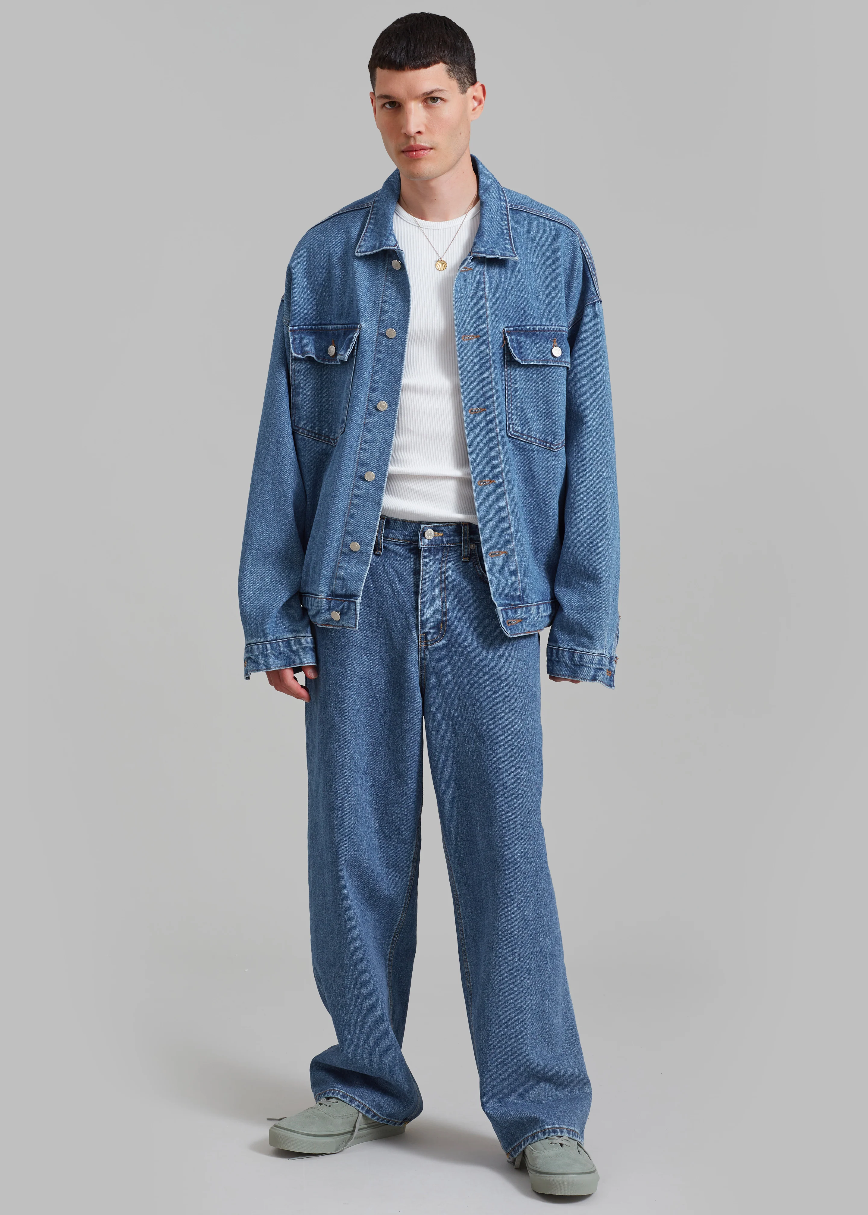 Connor Oversized Denim Jacket - Medium Wash - Image 3