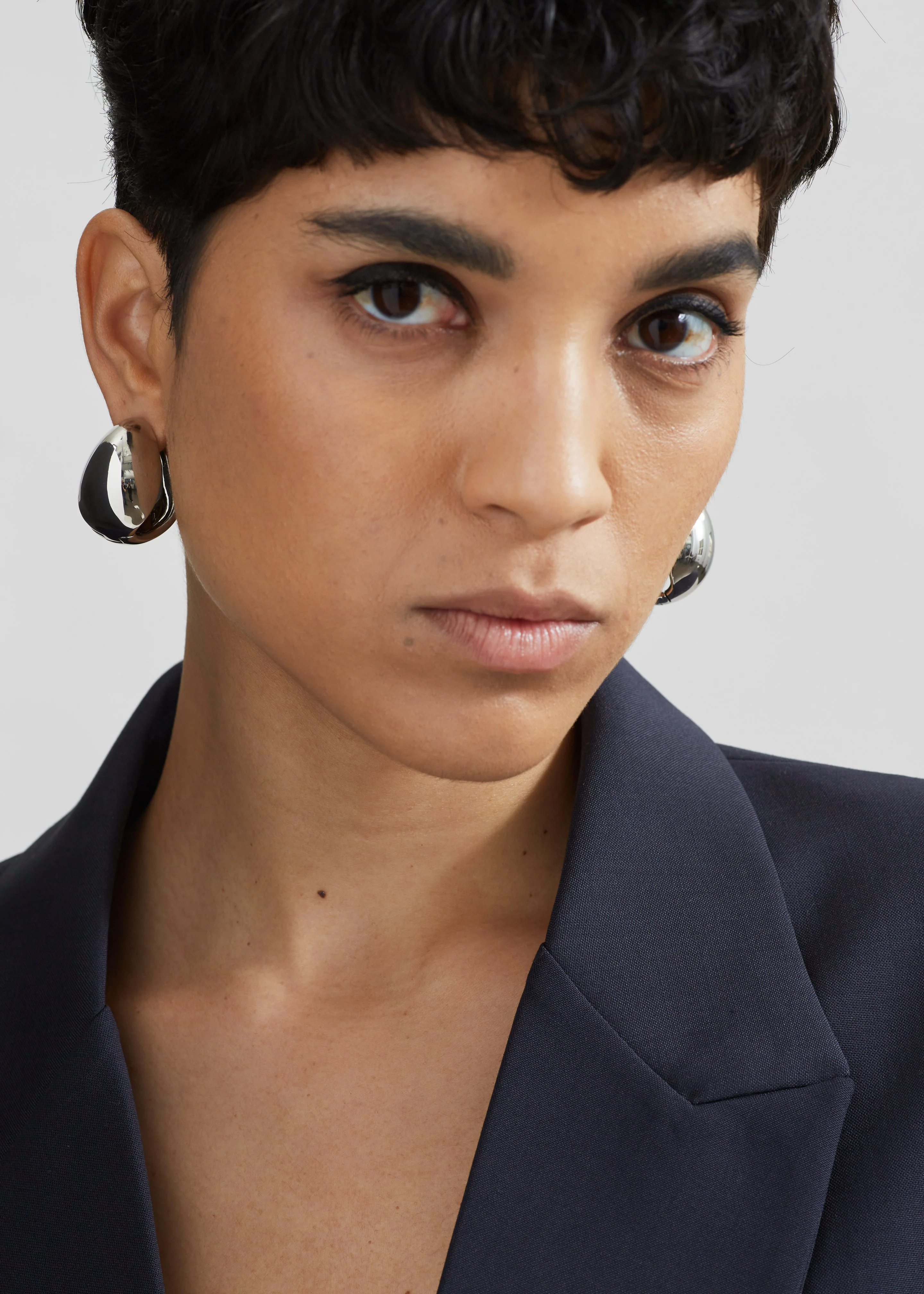 Coperni Creole Logo Earrings - Silver - Image 3