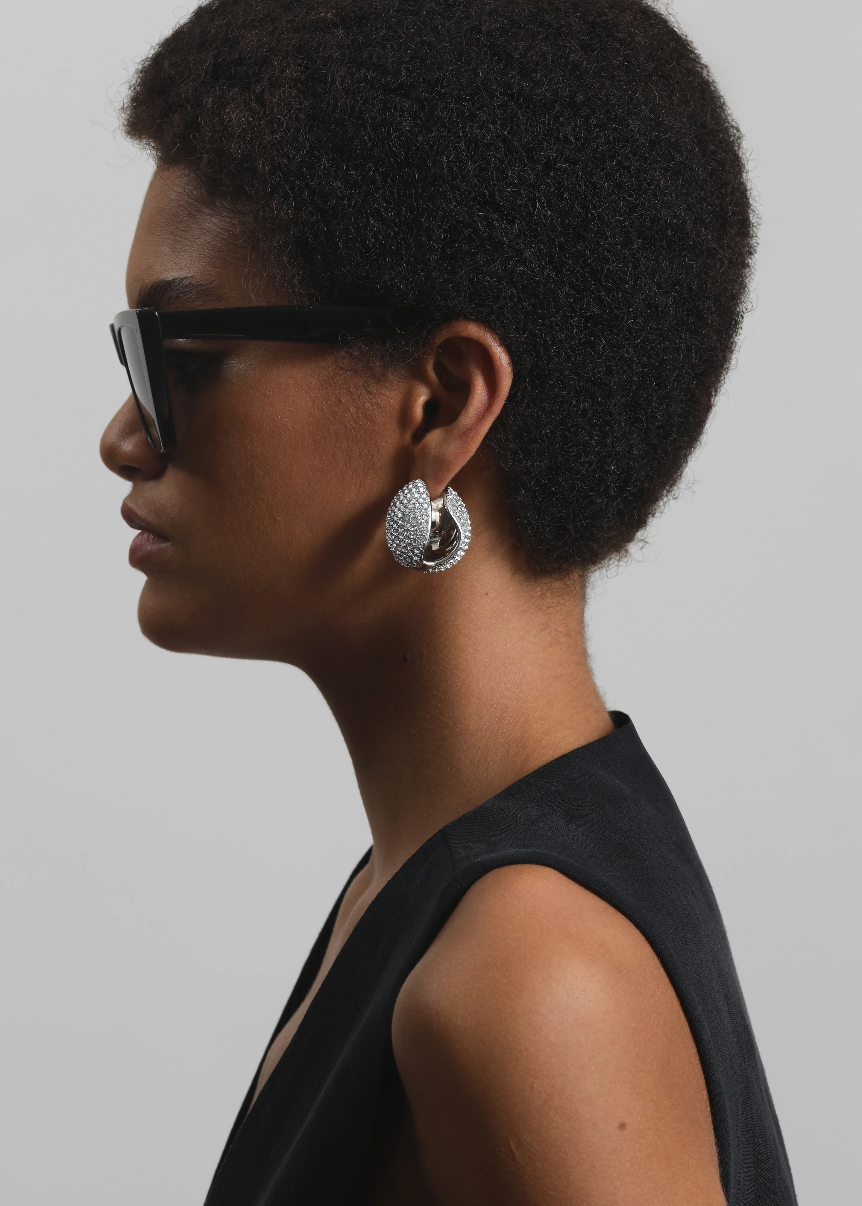 Coperni Crystal-Embellished Creole Logo Earrings - Silver - Image 4