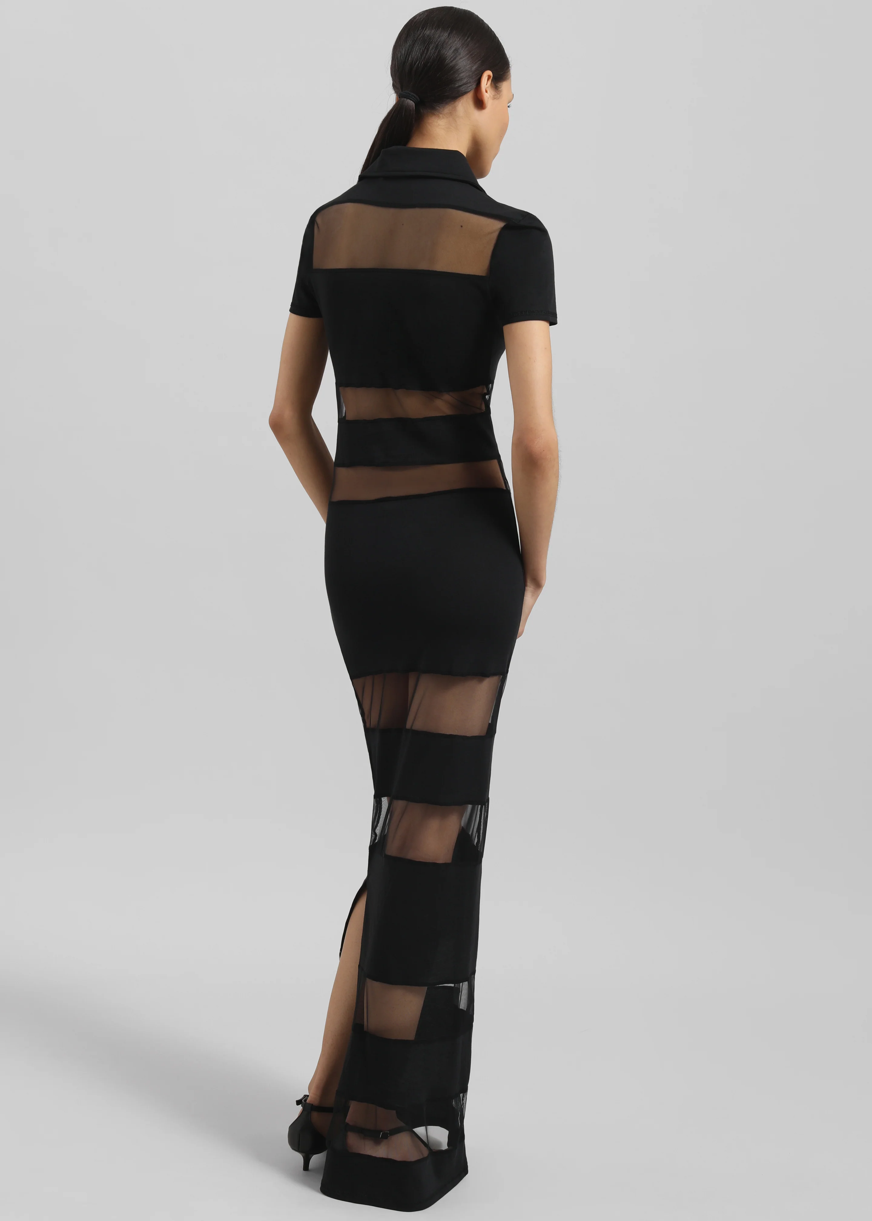 Coperni Striped Sheer Polo Dress - Black - Image 5