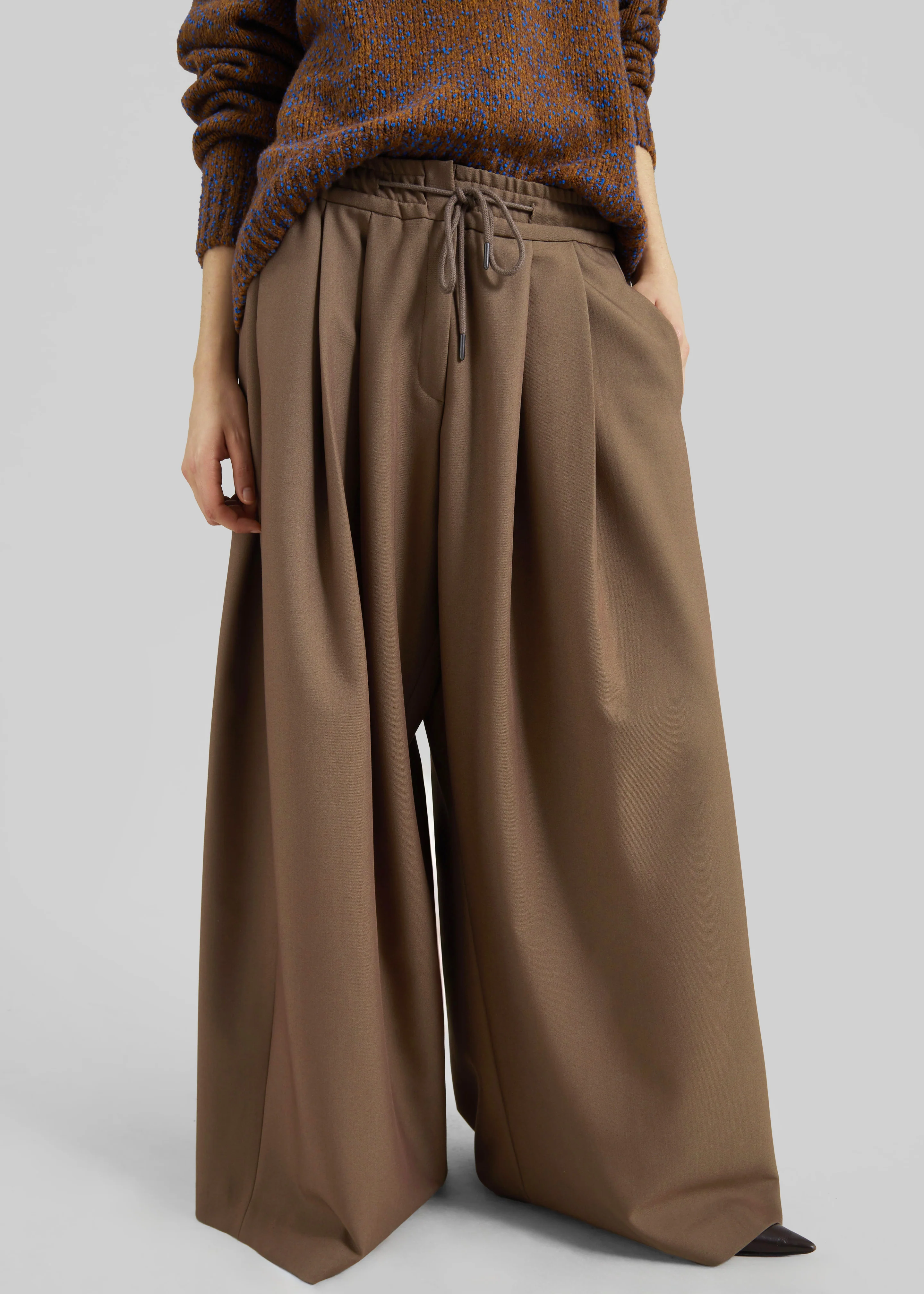 Corlen Pleated Wide Pants - Brown - Image 5