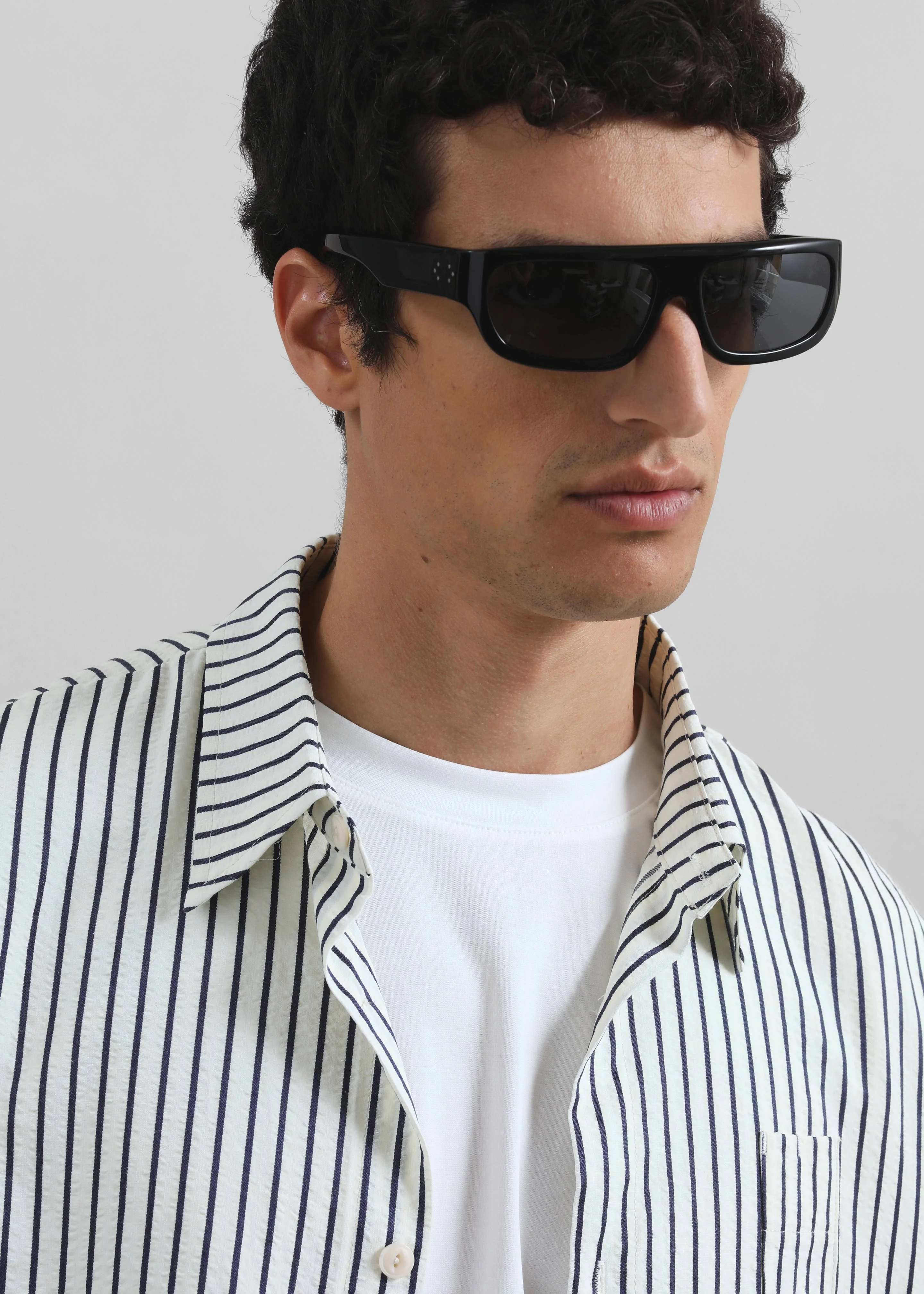 Corwin Shirt Jacket - White/Navy Stripe - Image 5