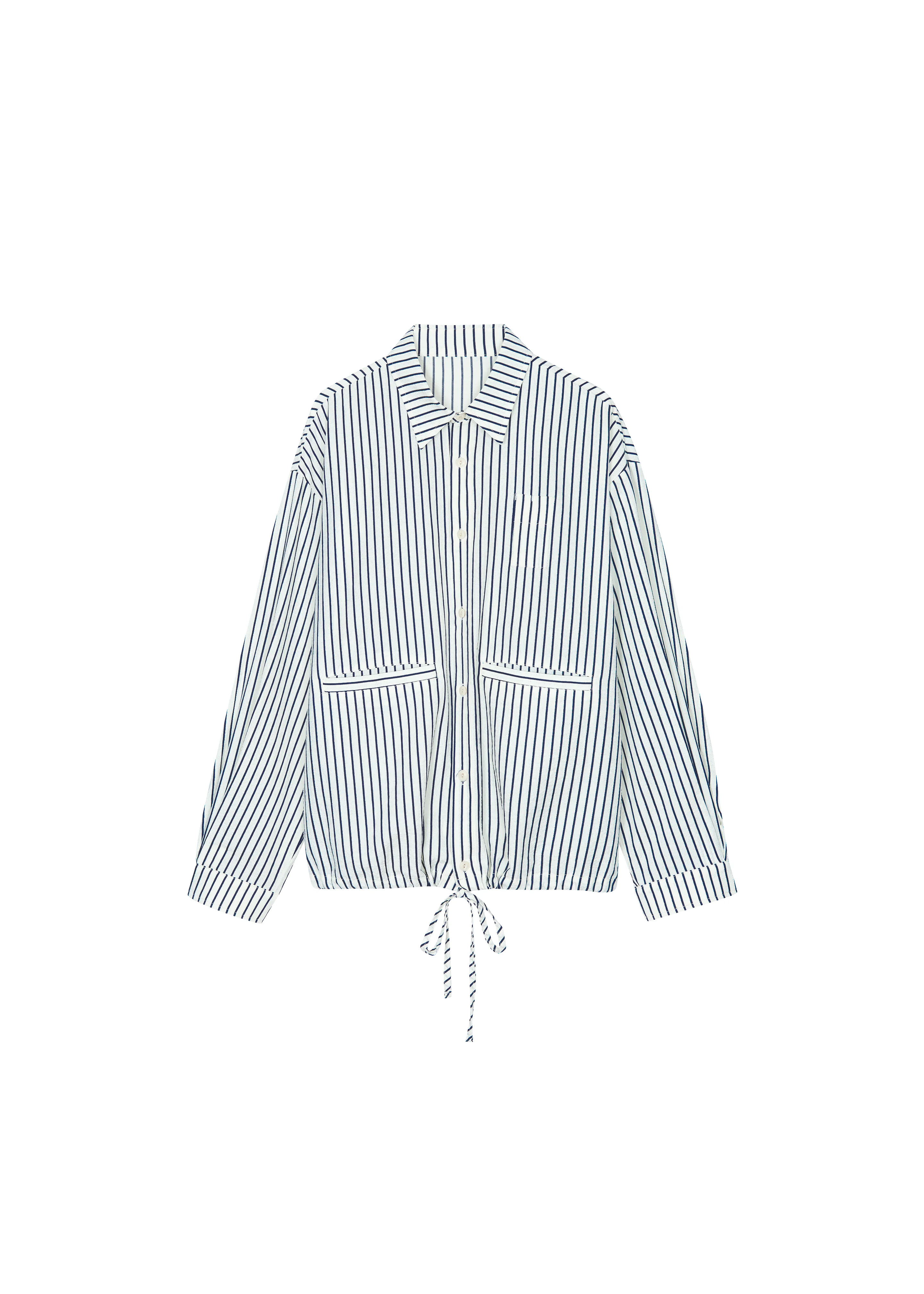 Corwin Shirt Jacket - White/Navy Stripe - Image 7