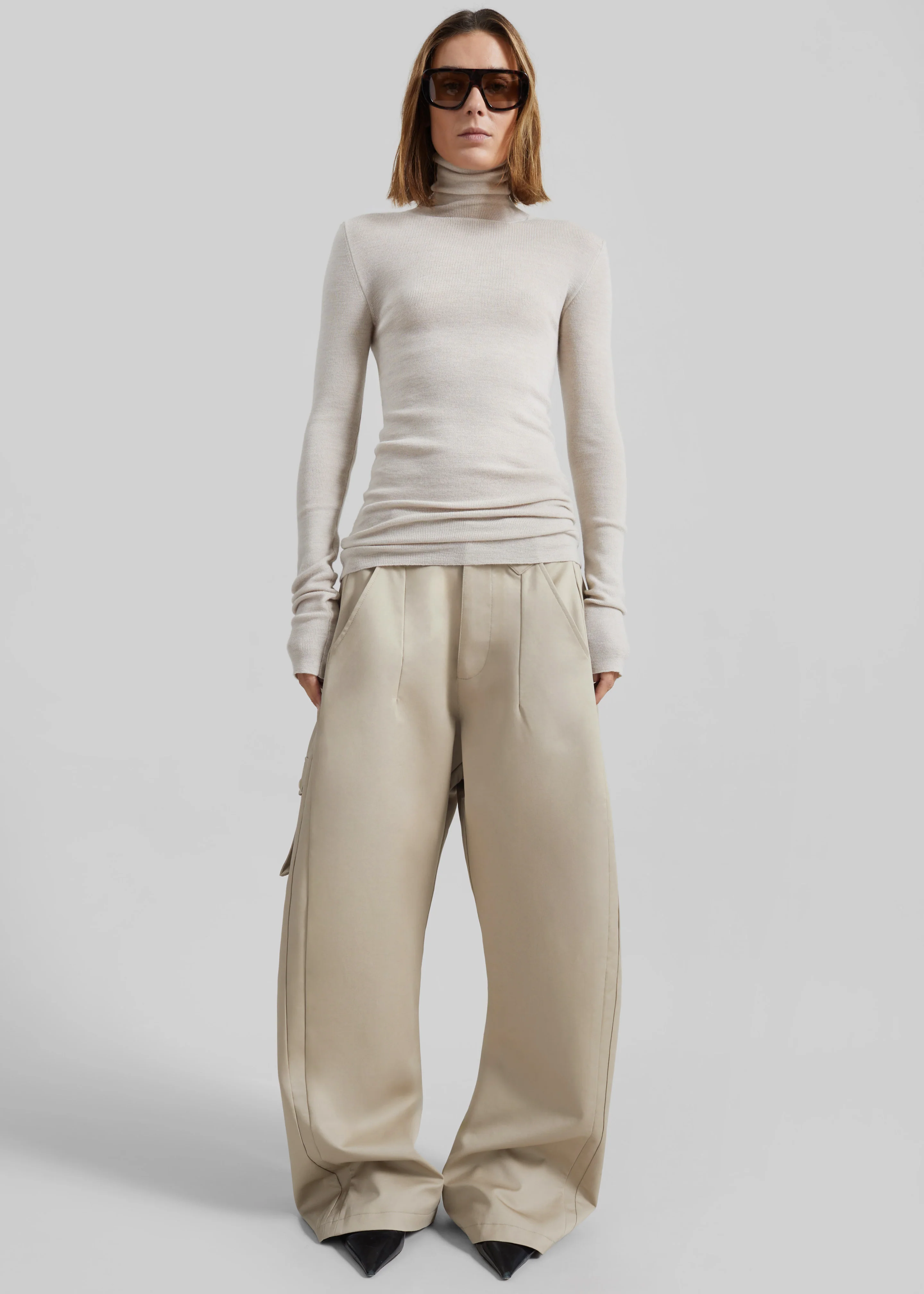 Covert Rib Slim Turtleneck - Beige - Image 5