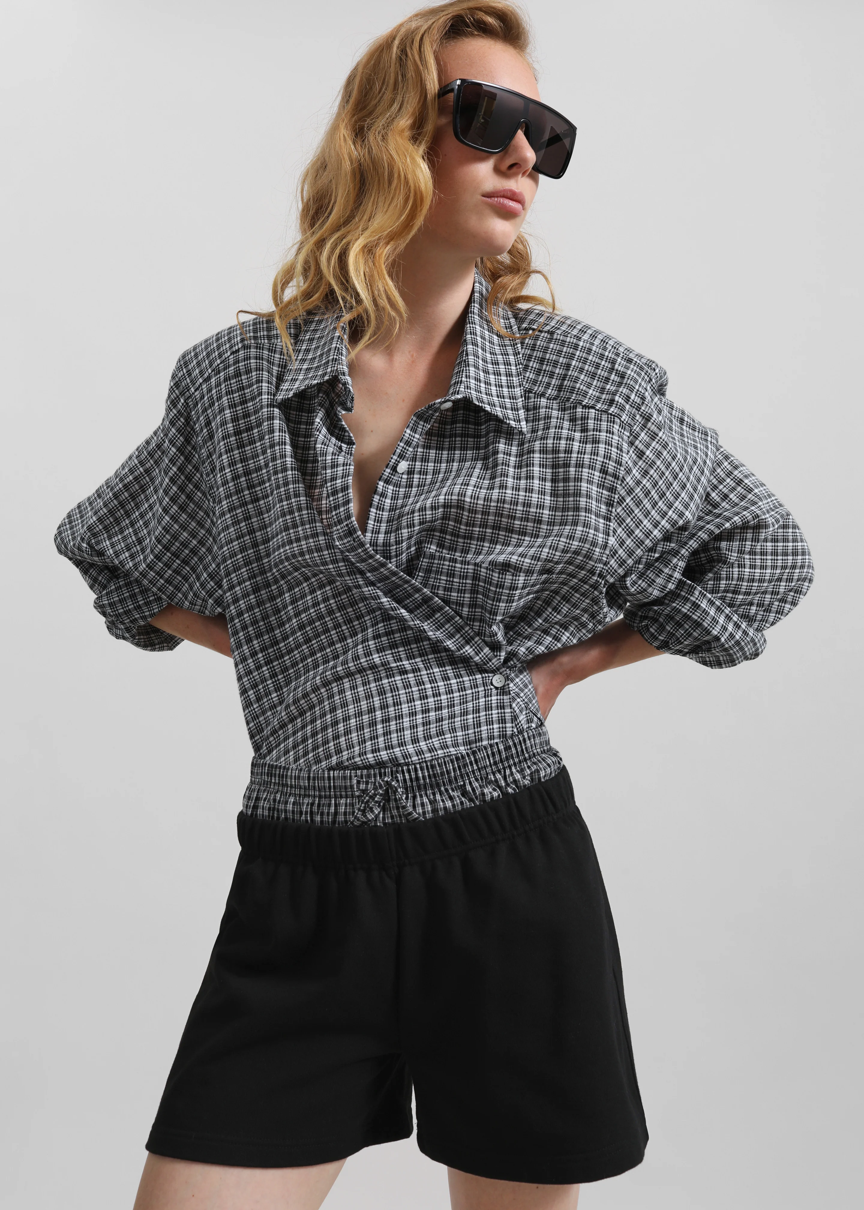 Cressy Double Waistband Shorts - Black - Image 3