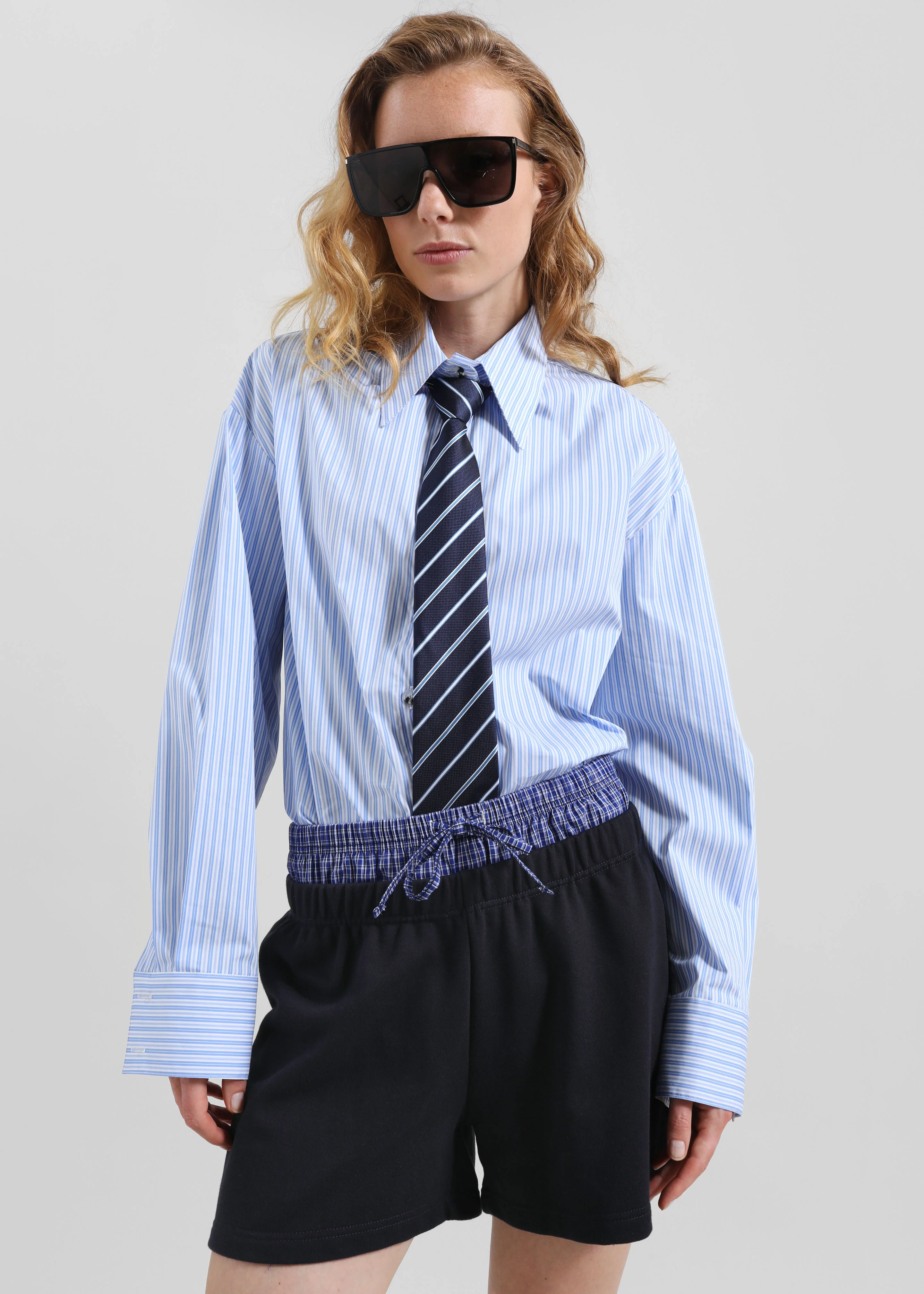 Cressy Double Waistband Shorts - Navy - Image 6