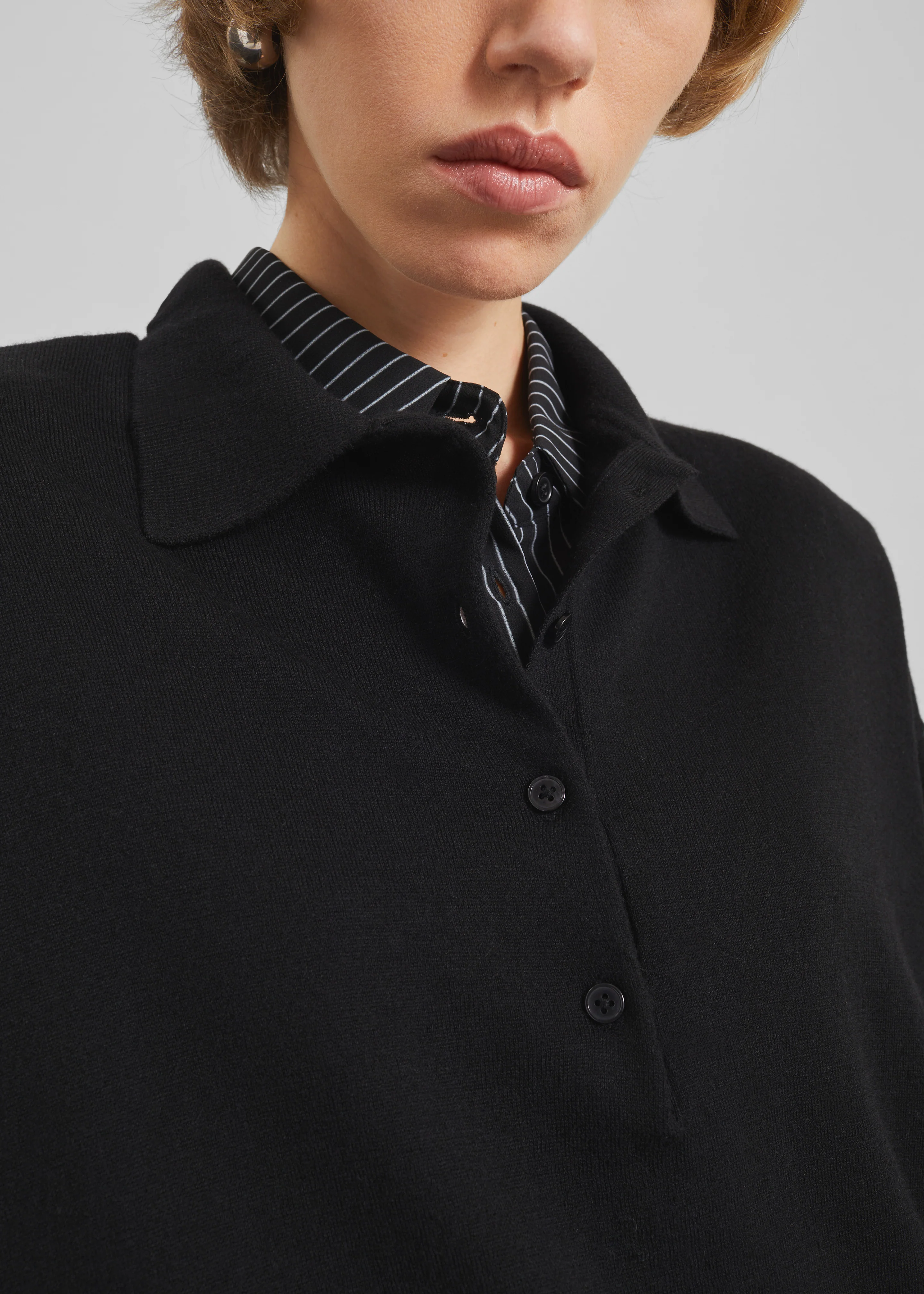 Croydon Padded Knit Polo - Black - Image 2