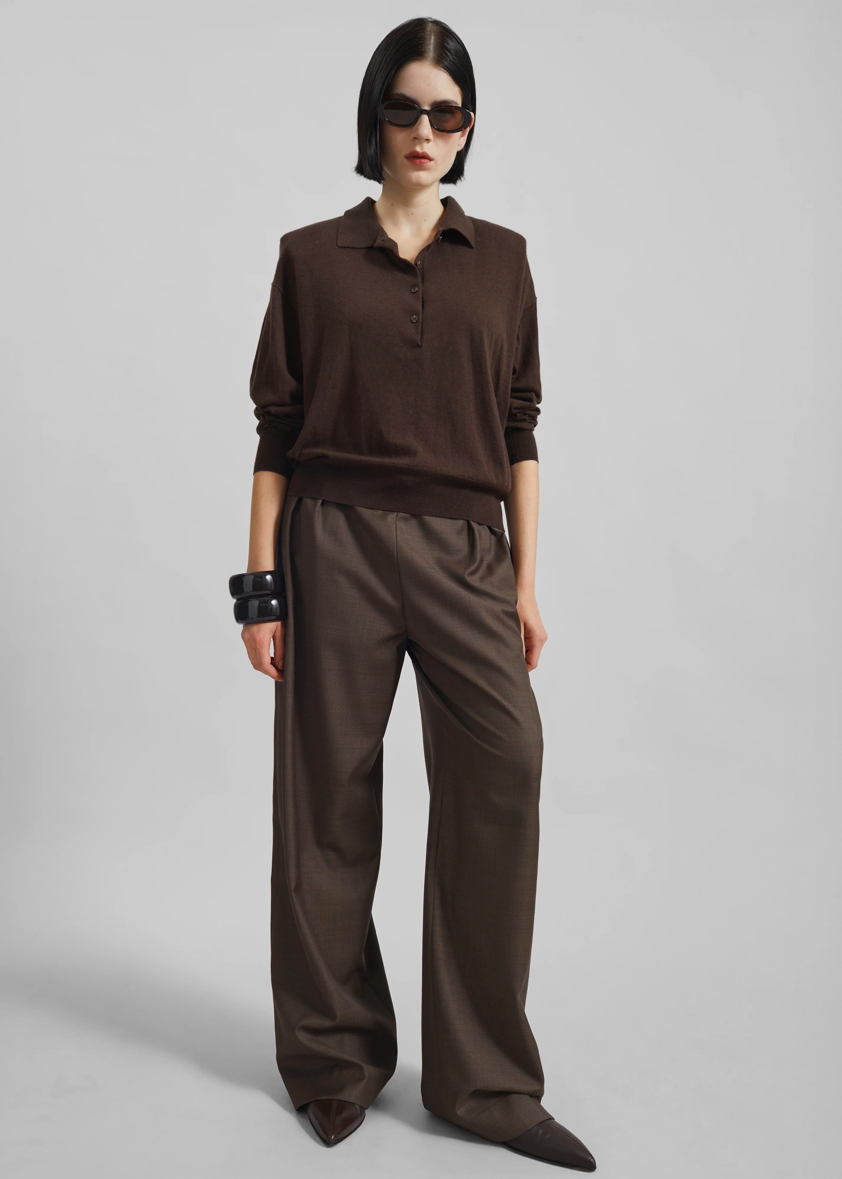 Croydon Padded Knit Polo - Brown - Image 5