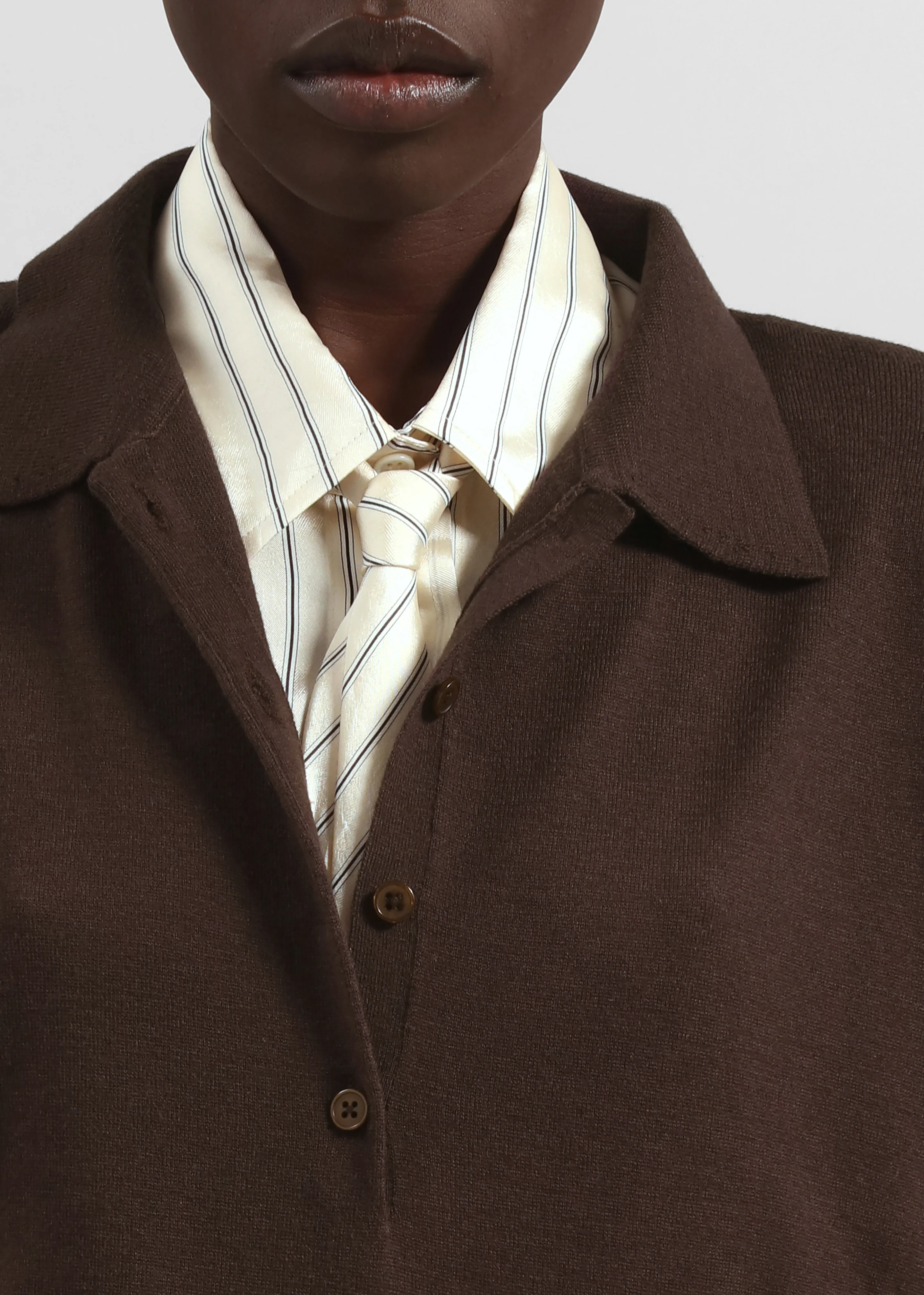 Croydon Padded Knit Polo - Brown - Image 6