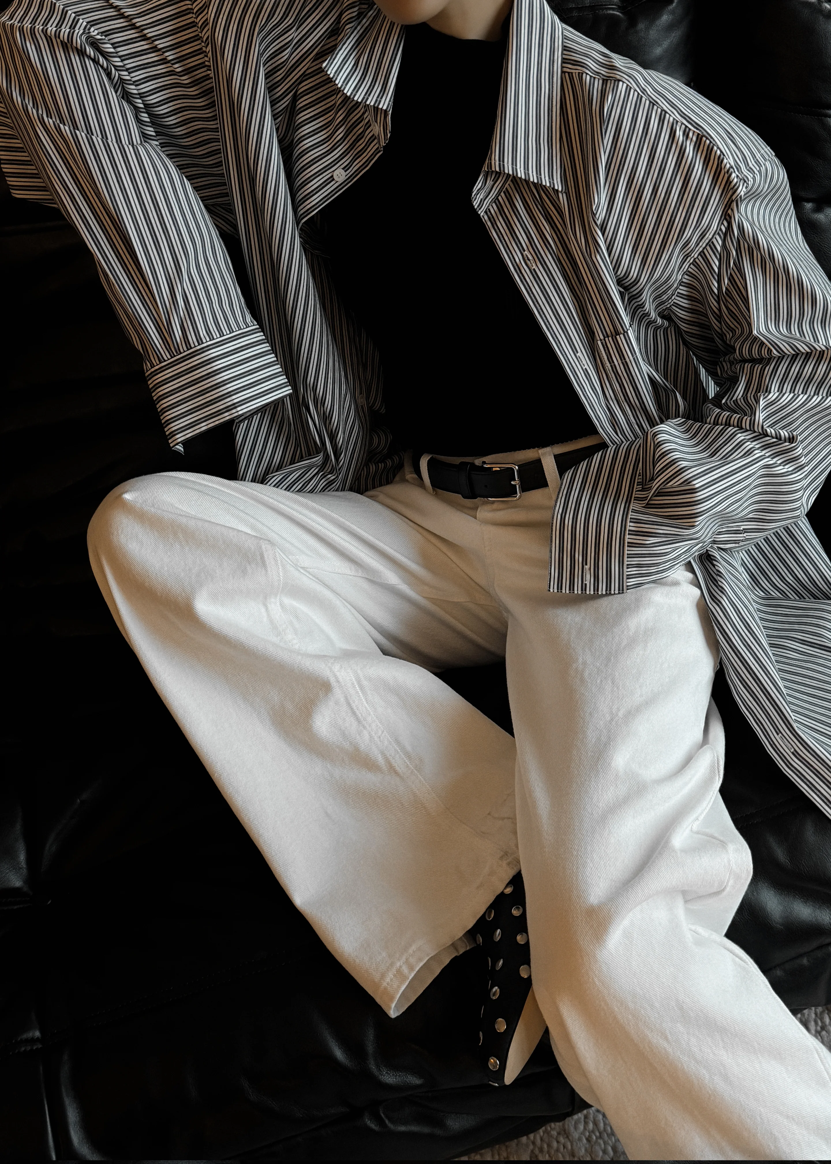 Cyrus Button Up Shirt - Black/White Stripe - Image 10