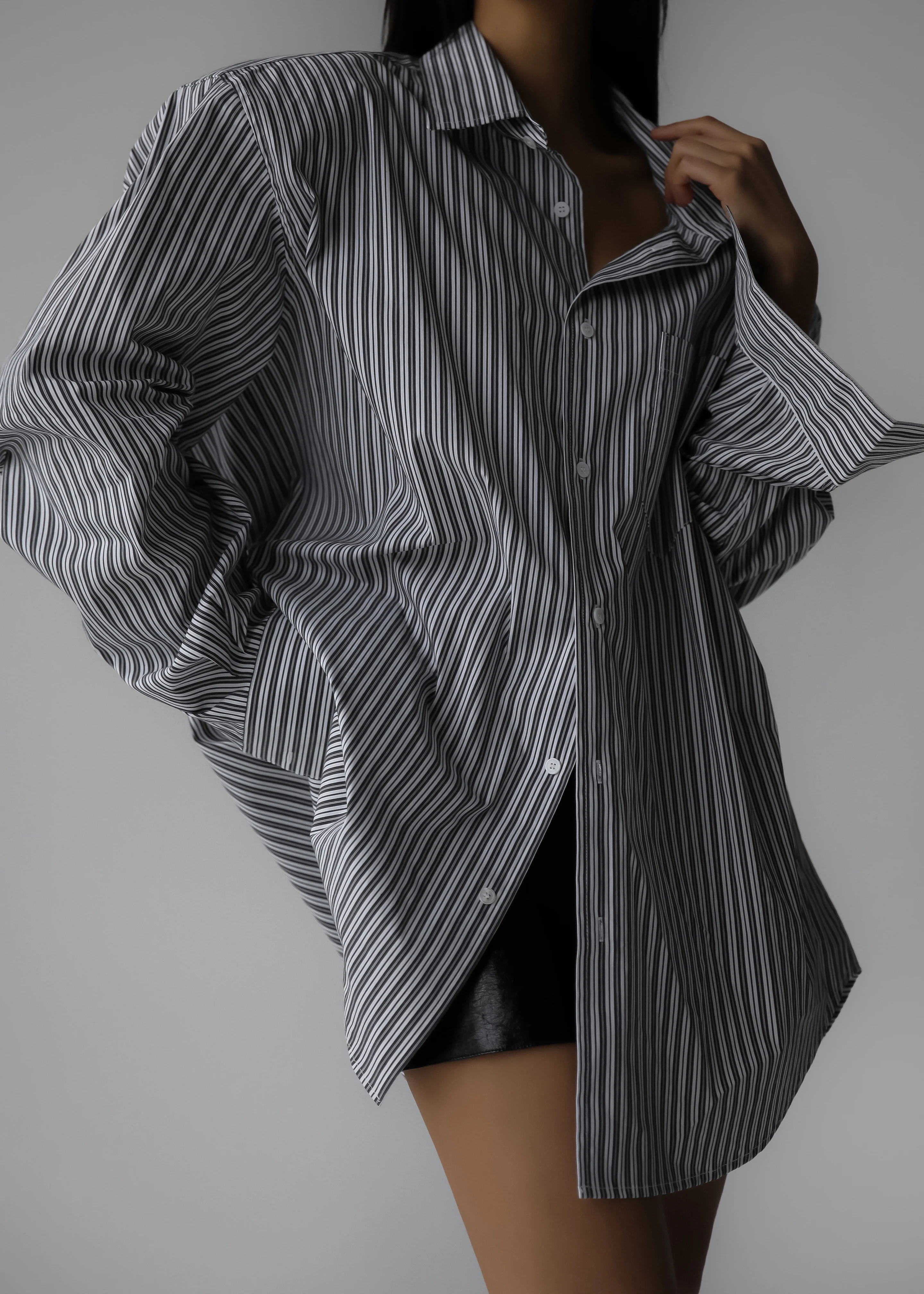 Cyrus Button Up Shirt - Black/White Stripe - Image 3