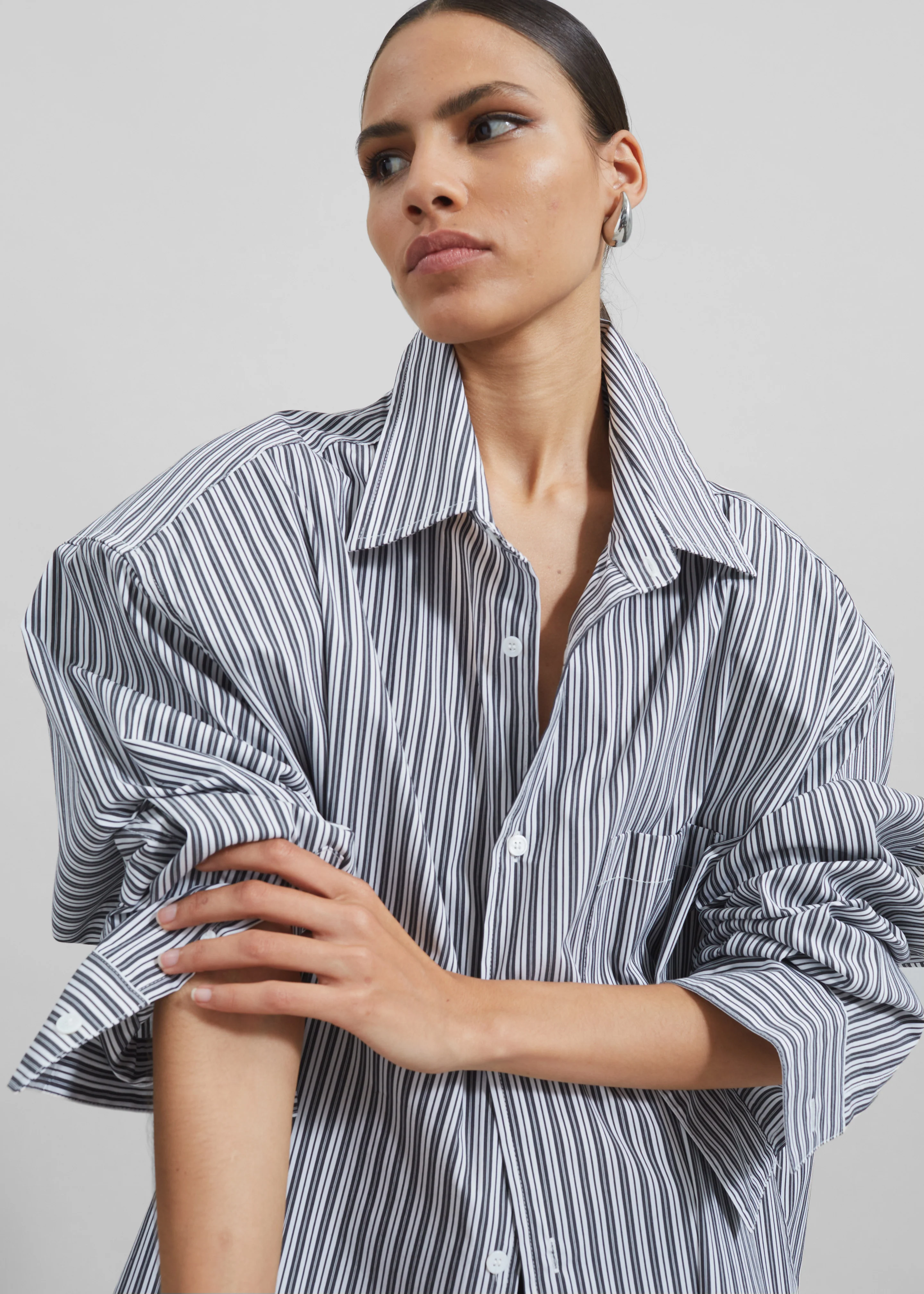 Cyrus Button Up Shirt - Black/White Stripe - Image 5