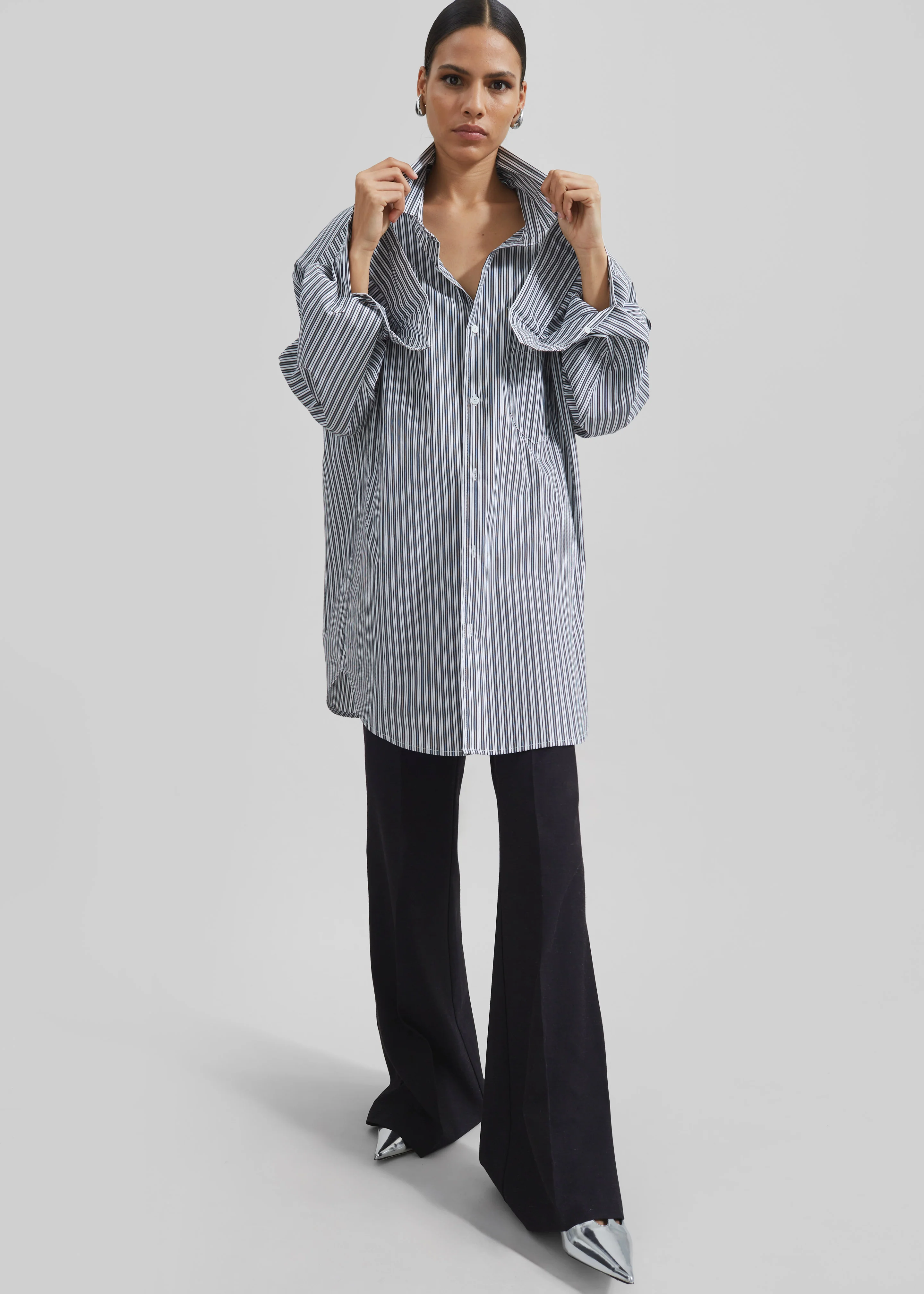 Cyrus Button Up Shirt - Black/White Stripe - Image 6
