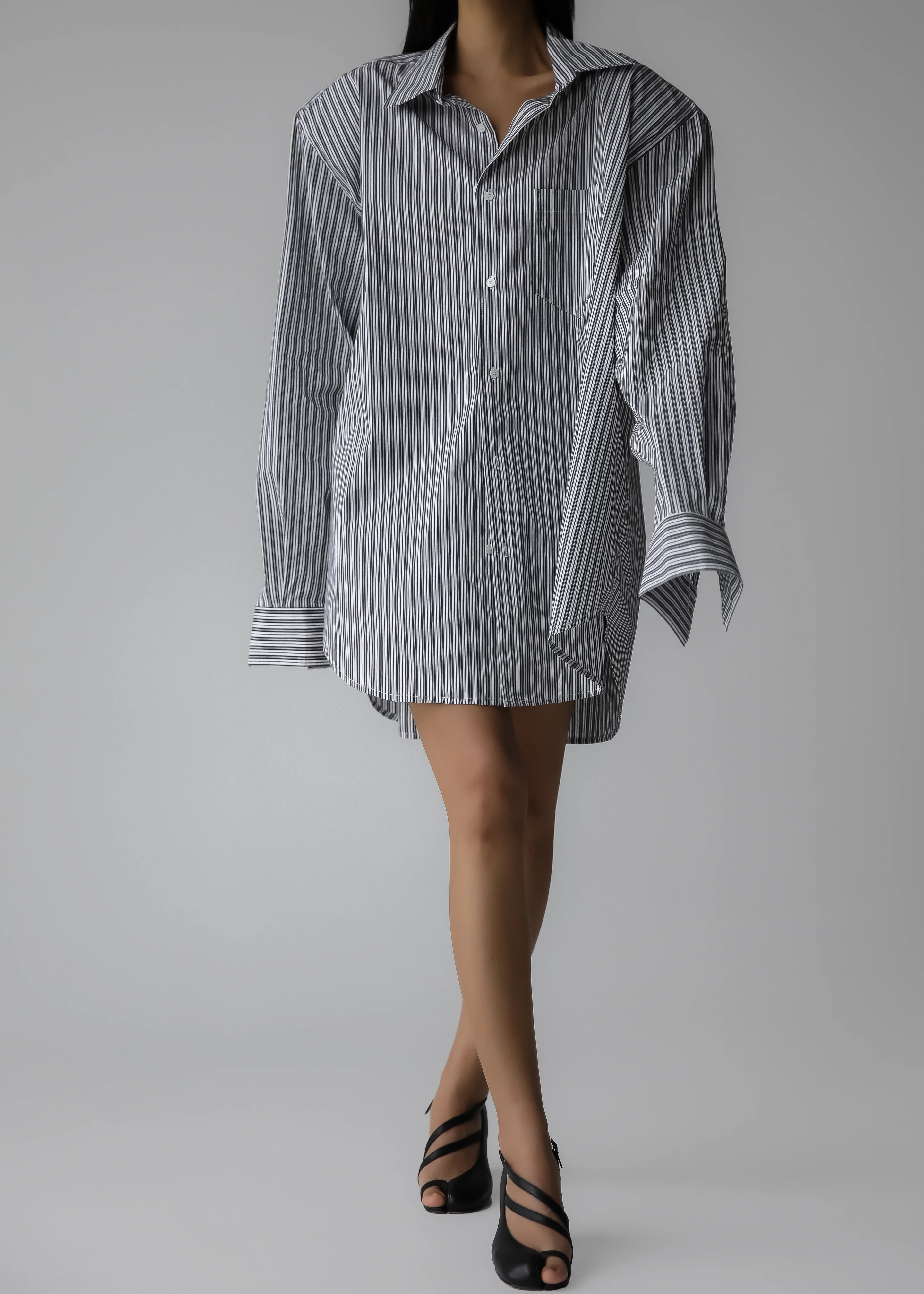 Cyrus Button Up Shirt - Black/White Stripe - Image 8