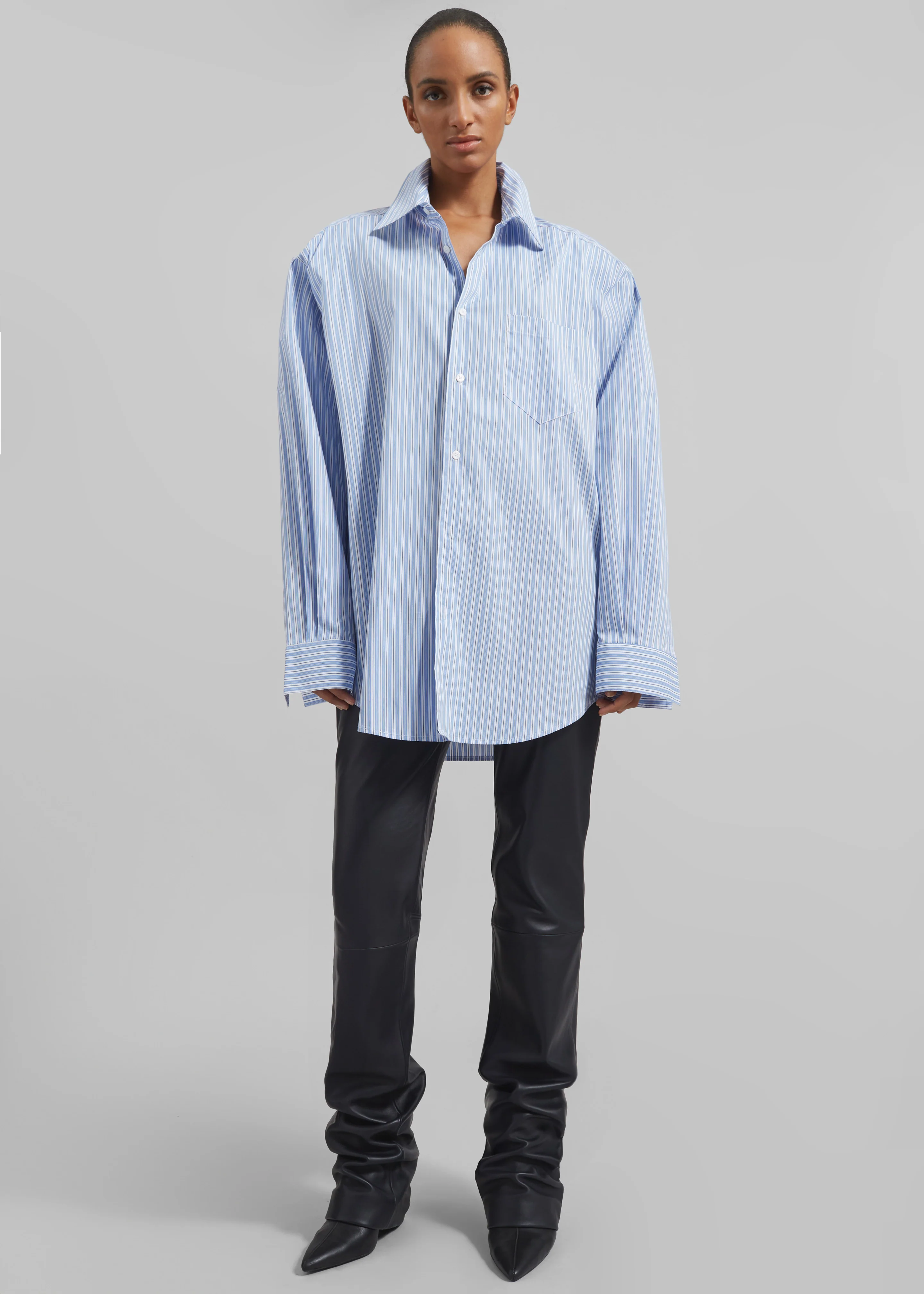 Cyrus Button Up Shirt - Blue/White Stripe - Image 3