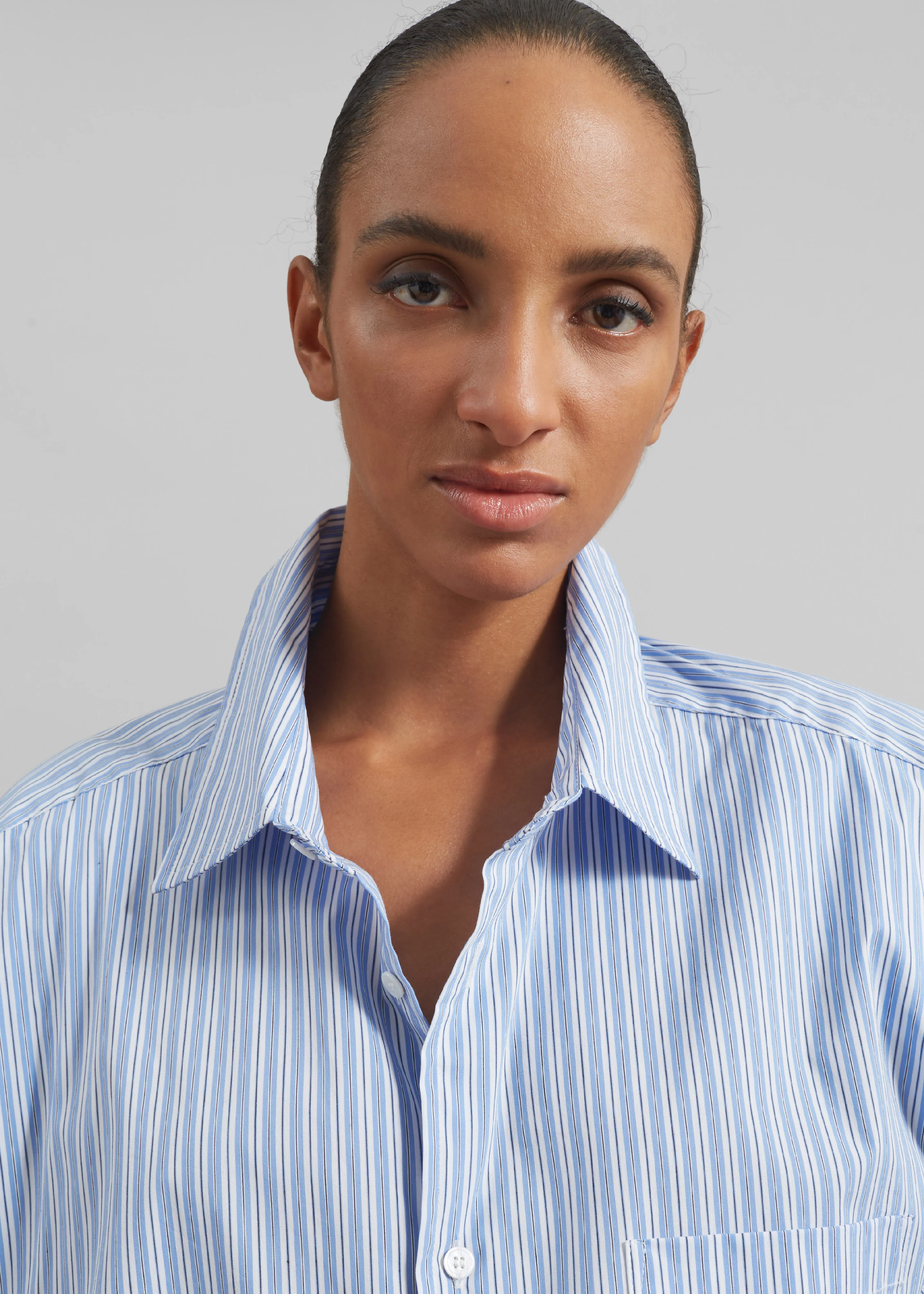 Cyrus Button Up Shirt - Blue/White Stripe - Image 5