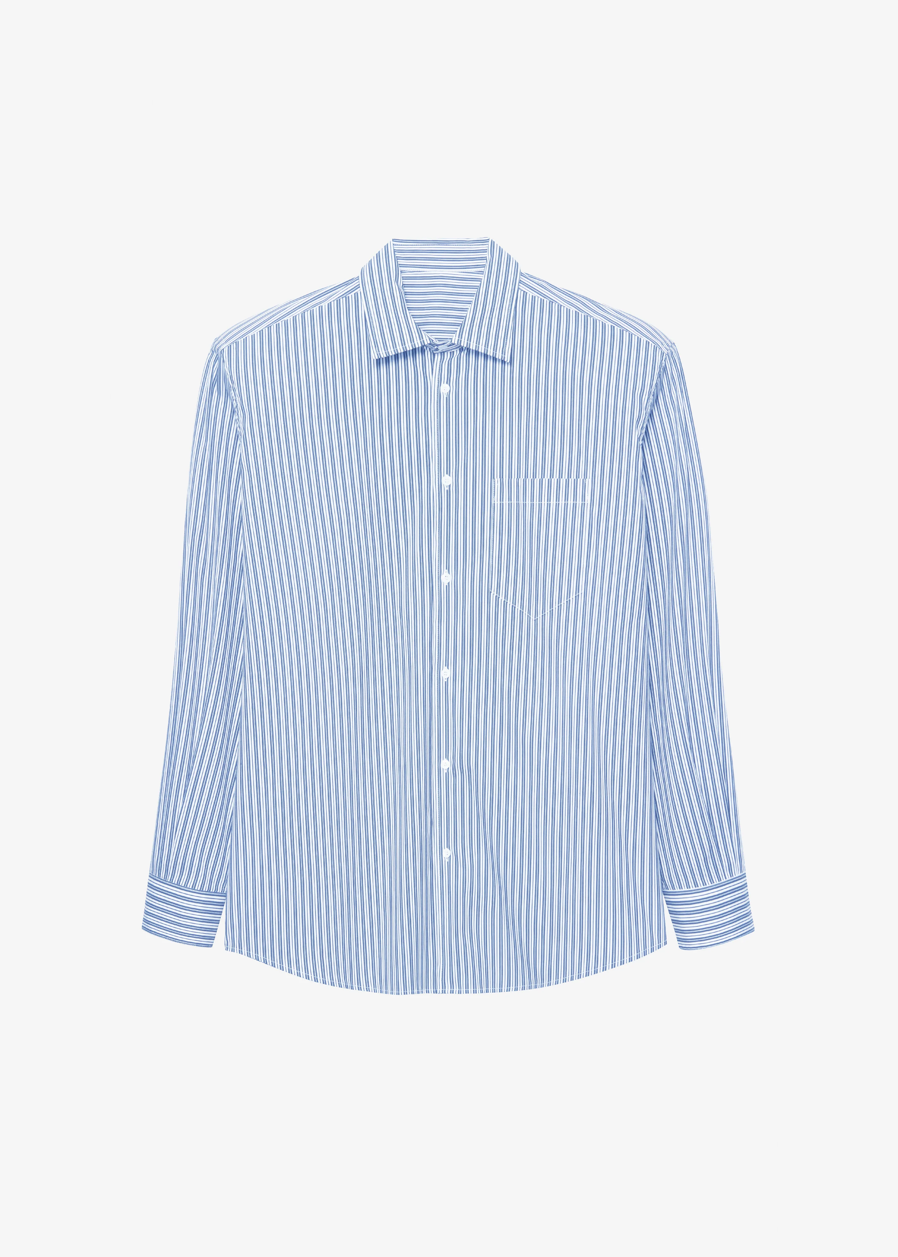 Cyrus Button Up Shirt - Blue/White Stripe - Image 7
