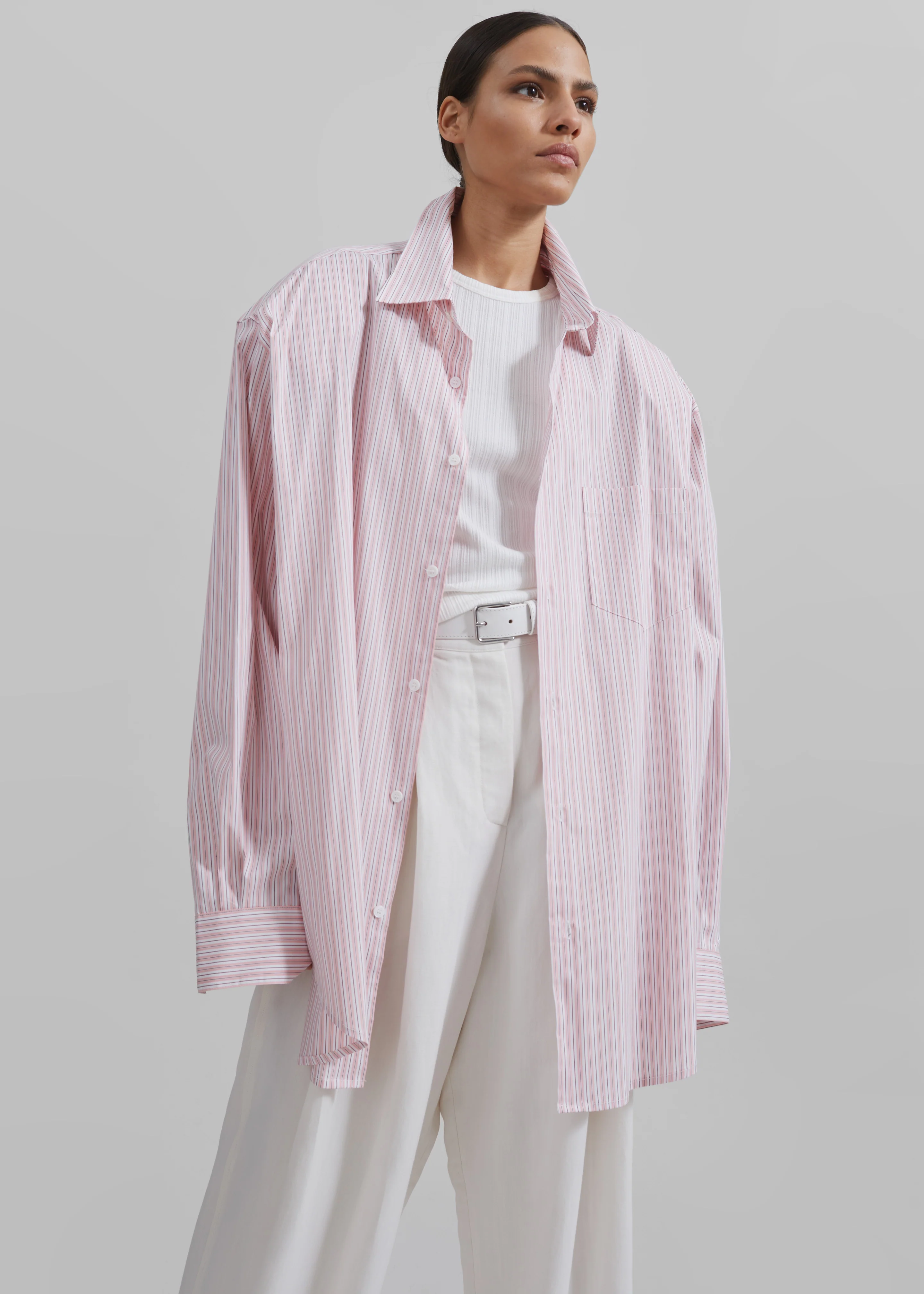 Cyrus Button Up Shirt - Pink/White Stripe - Image 4