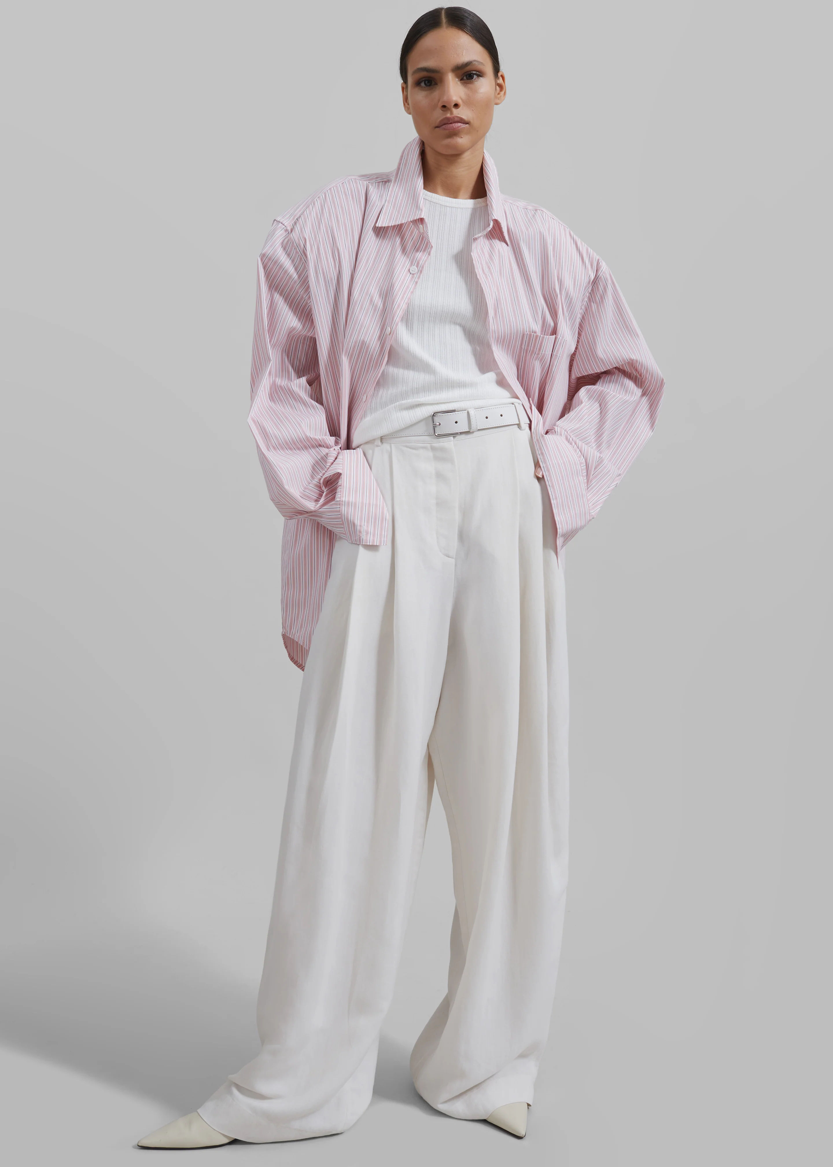 Cyrus Button Up Shirt - Pink/White Stripe - Image 5