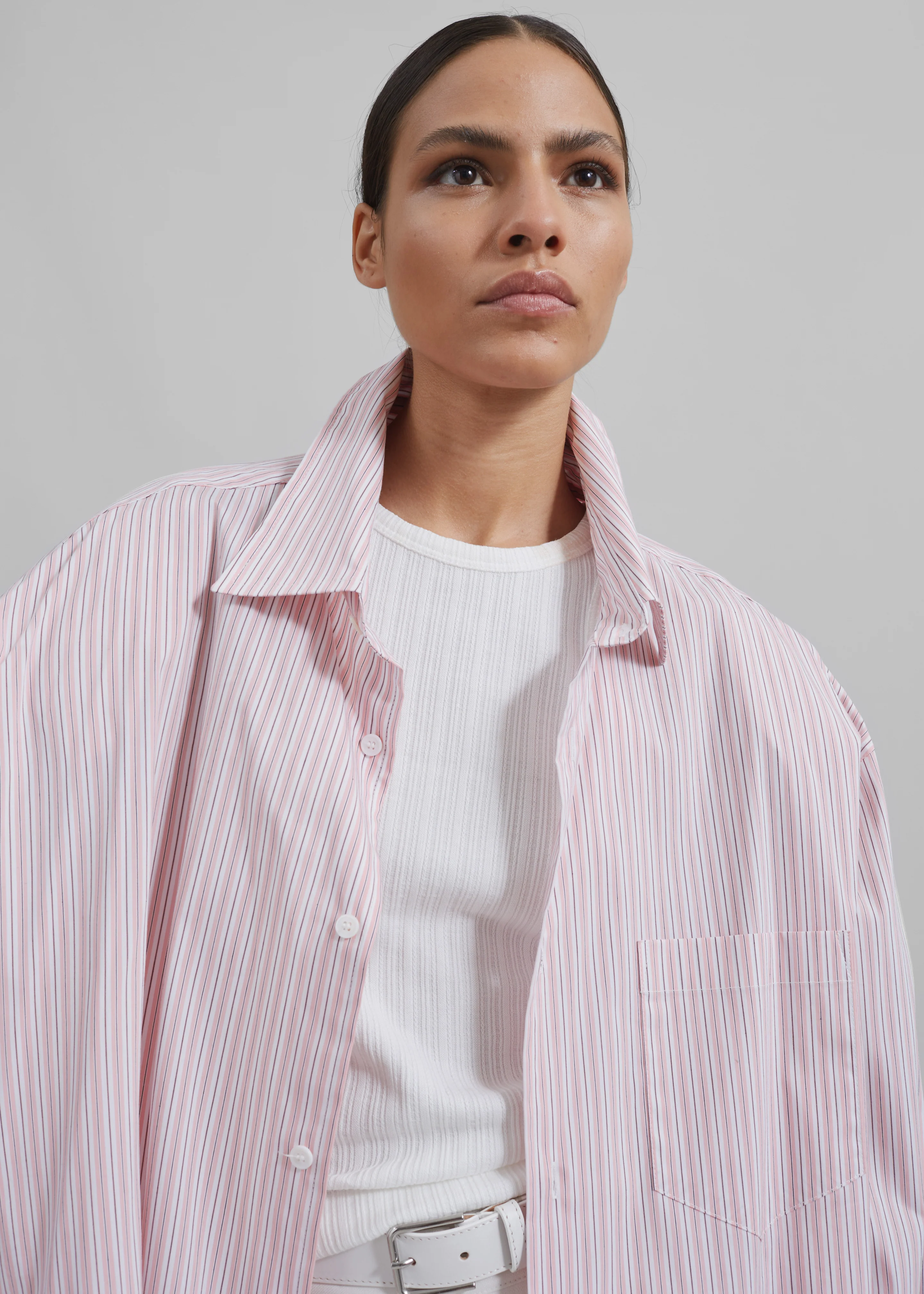 Cyrus Button Up Shirt - Pink/White Stripe - Image 7