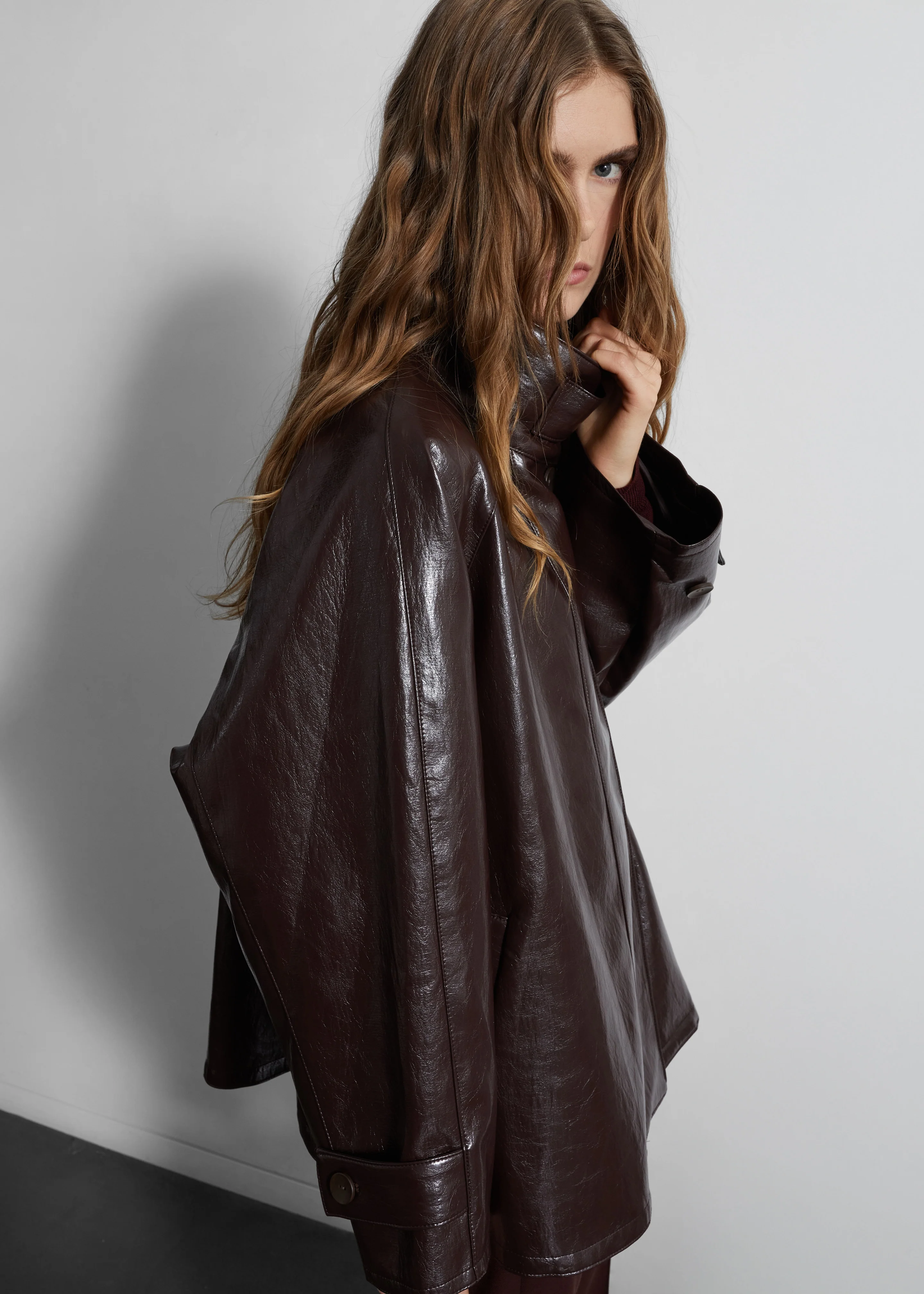 Dalaro Faux Leather Swing Jacket - Burgundy - Image 3