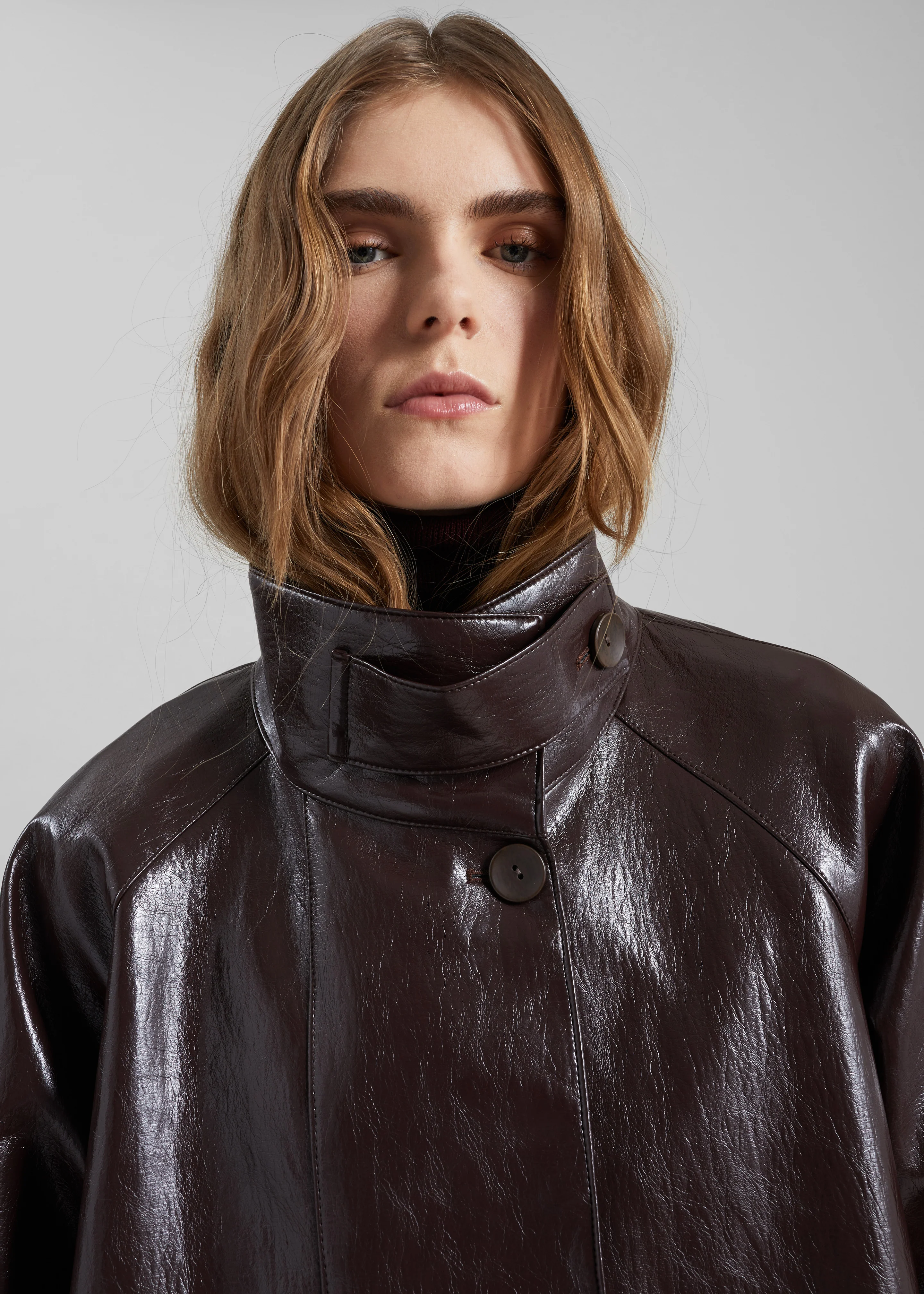 Dalaro Faux Leather Swing Jacket - Burgundy - Image 5