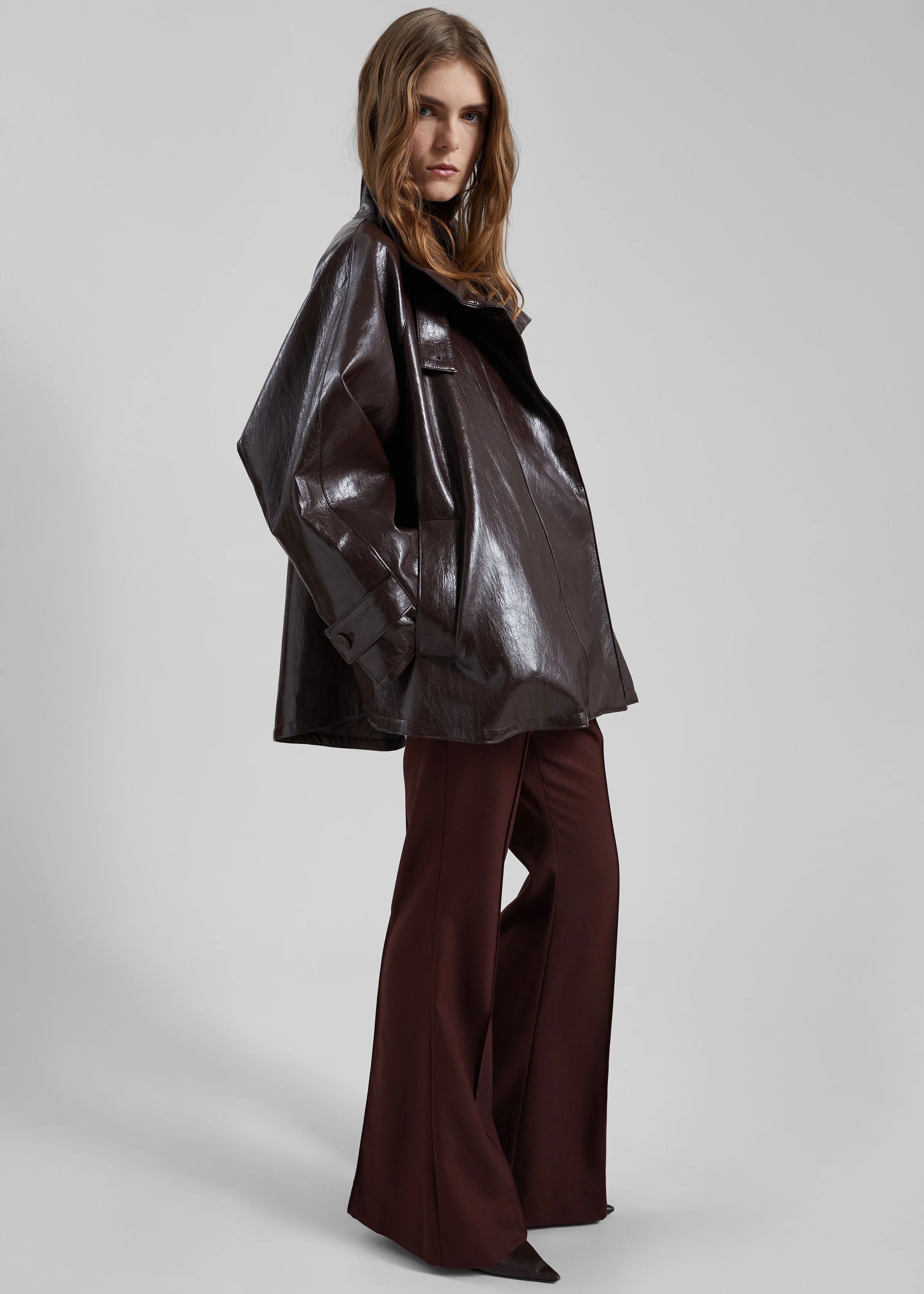 Dalaro Faux Leather Swing Jacket - Burgundy - Image 8