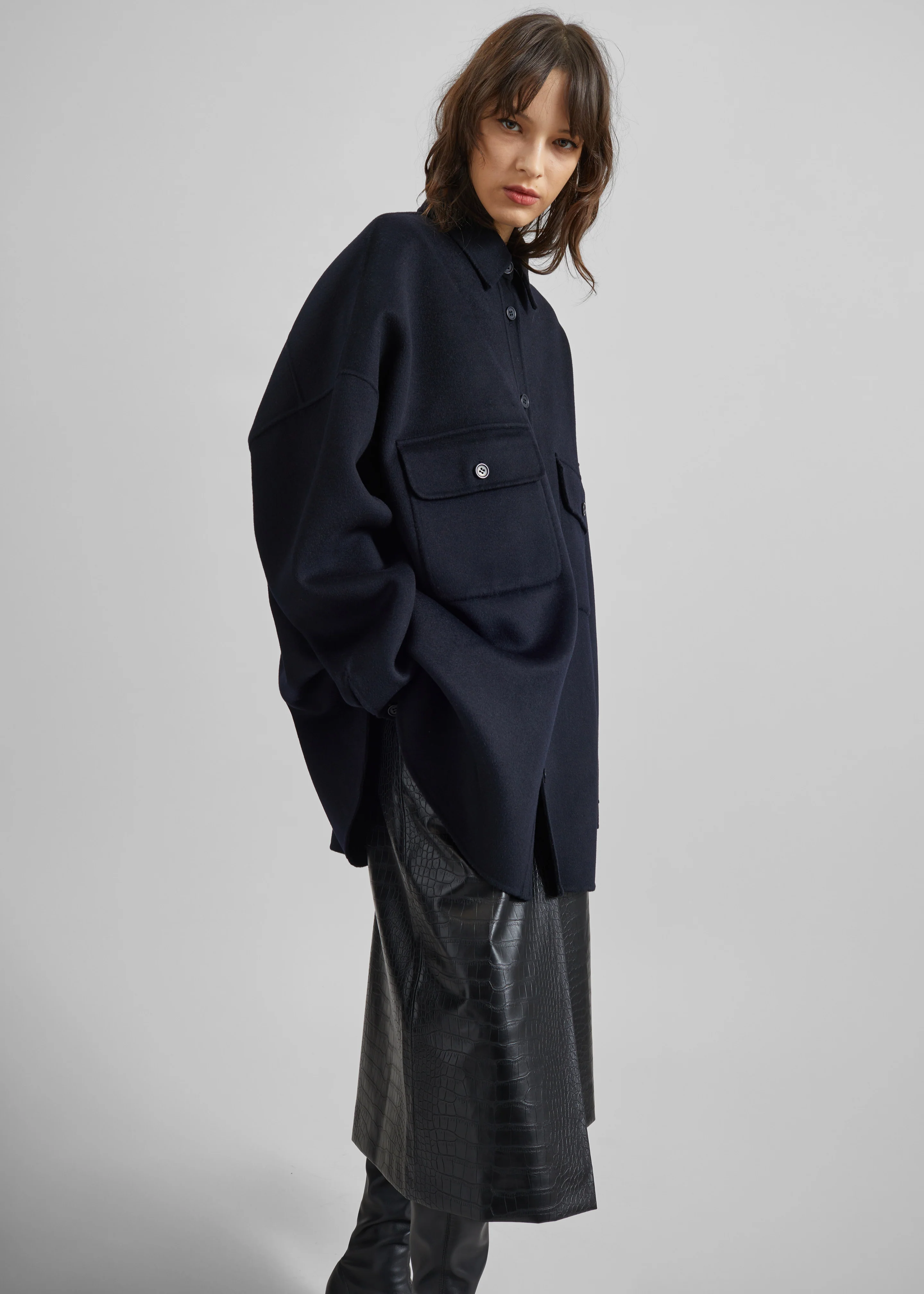Dallas Wool Overshirt - Navy - Image 3