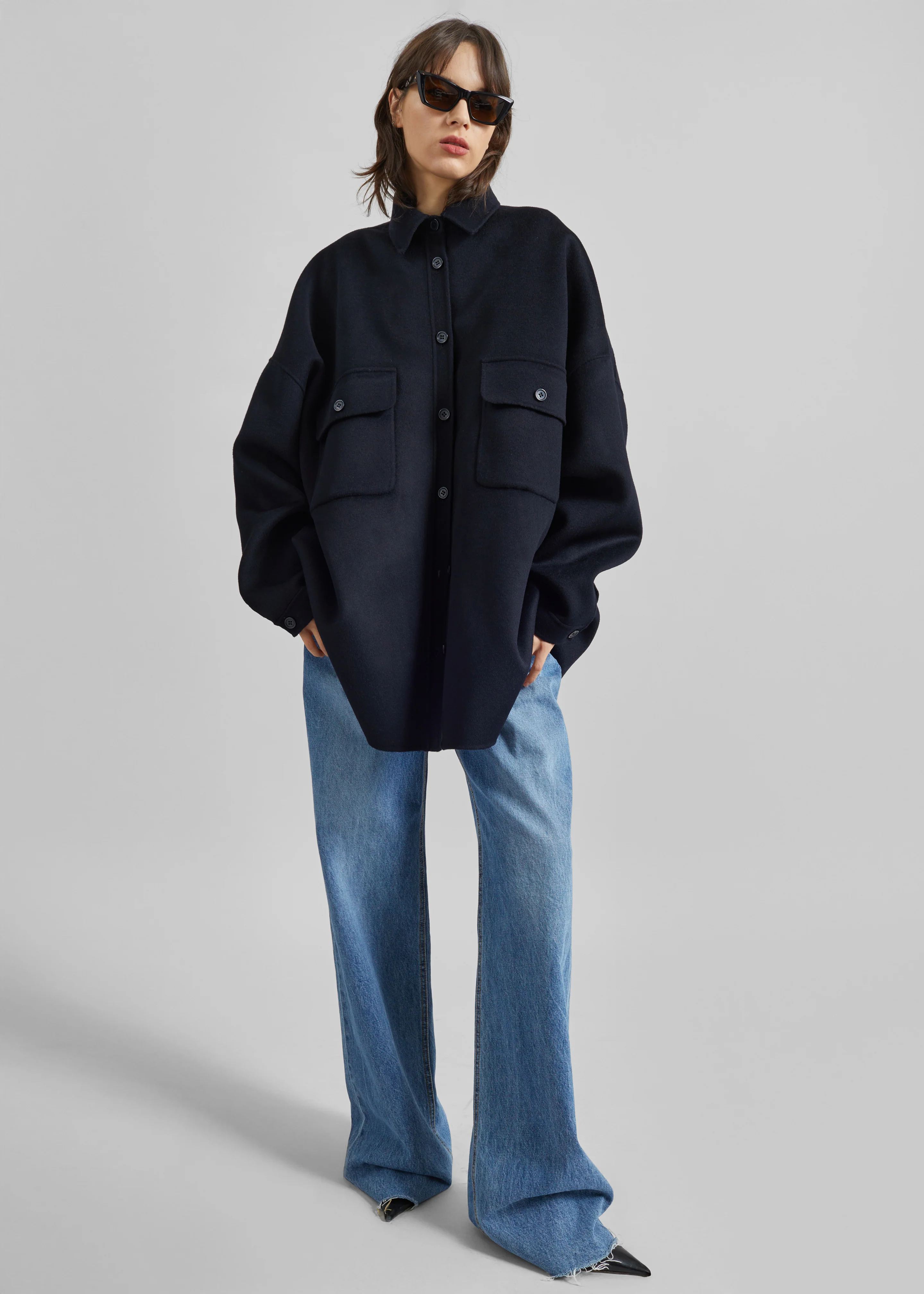 Dallas Wool Overshirt - Navy - Image 5