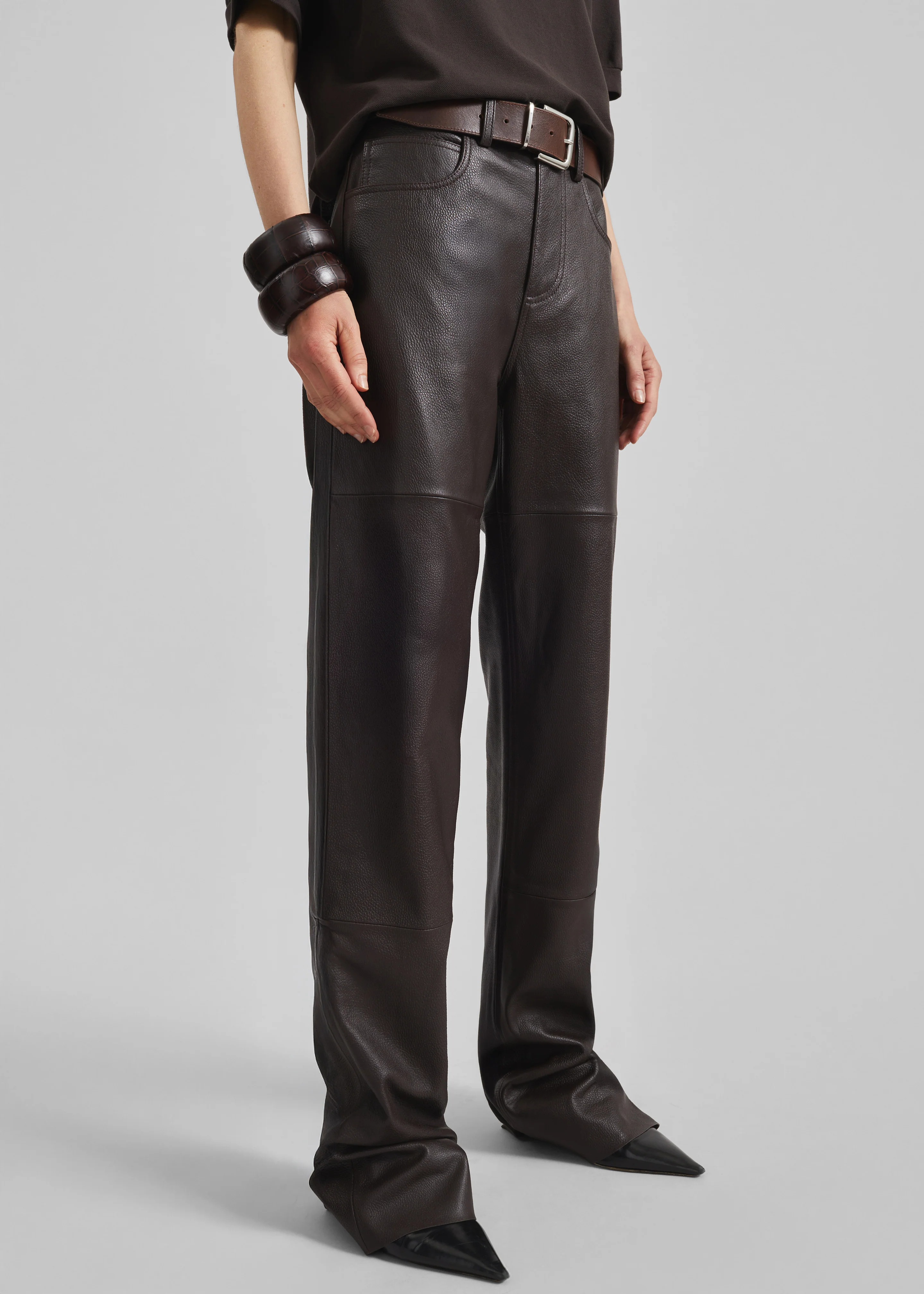 Dalston Leather Pants - Vintage Brown - Image 2