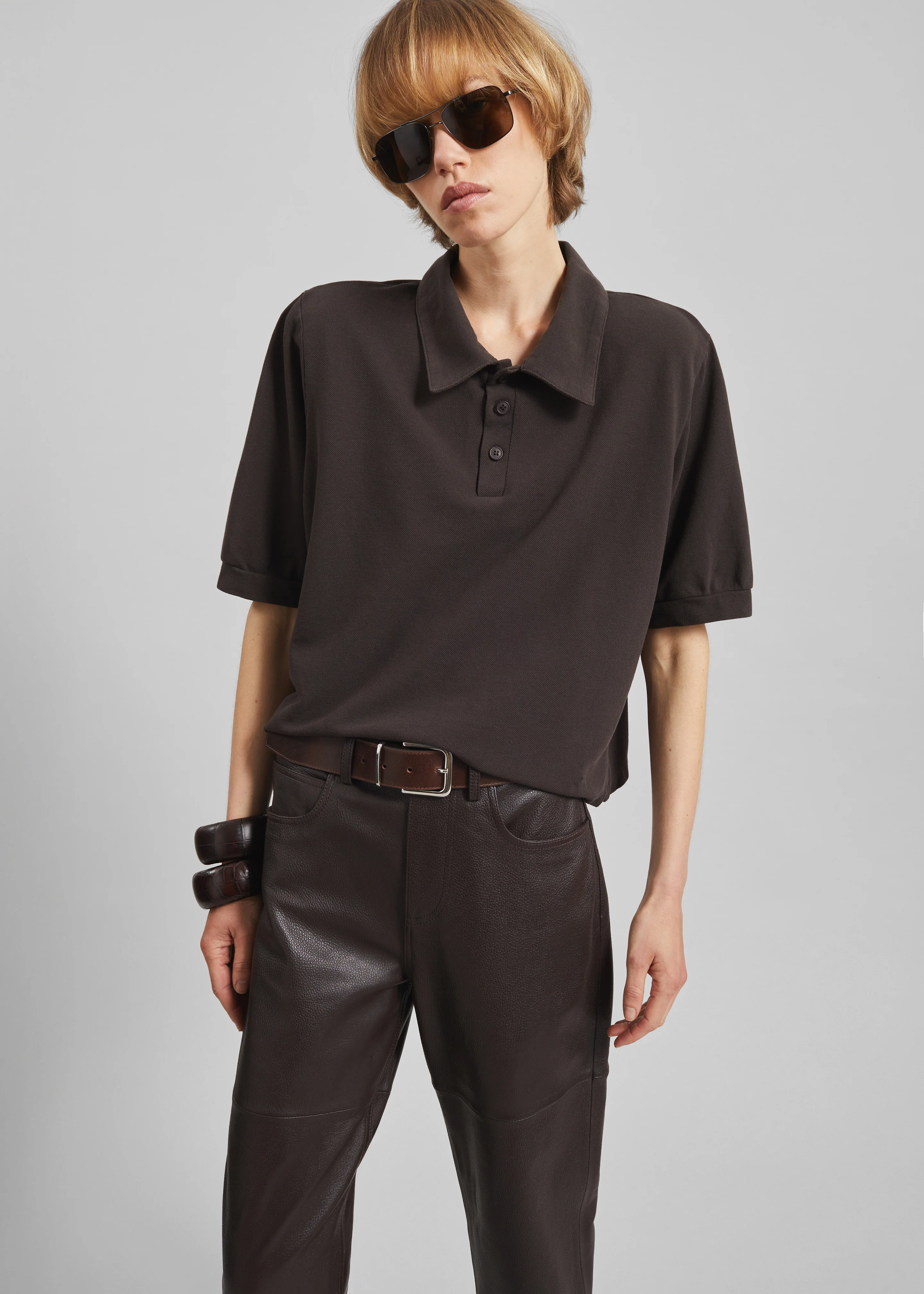Dalston Leather Pants - Vintage Brown - Image 3