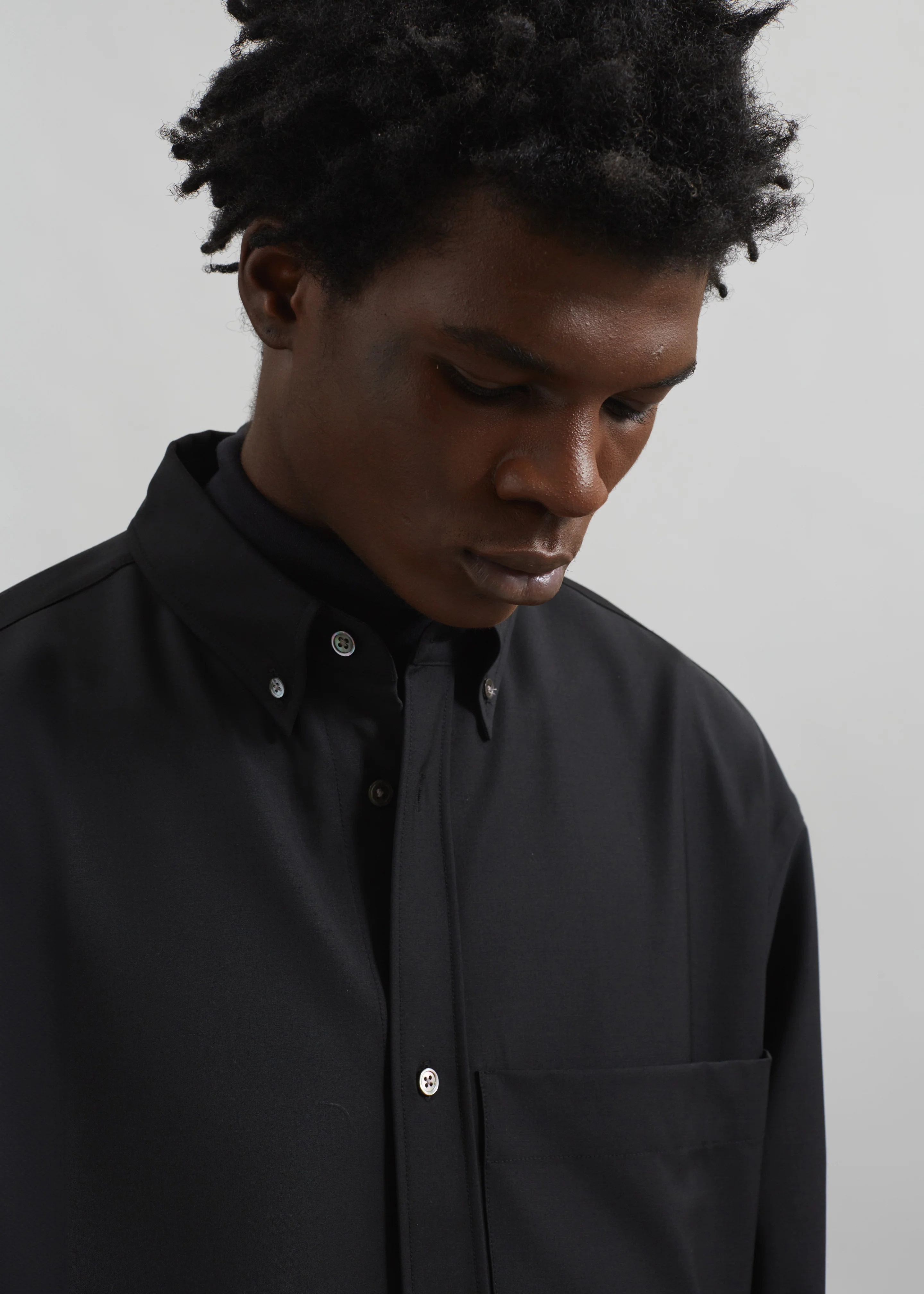 Dalton Wool Blend Shirt - Black - Image 3