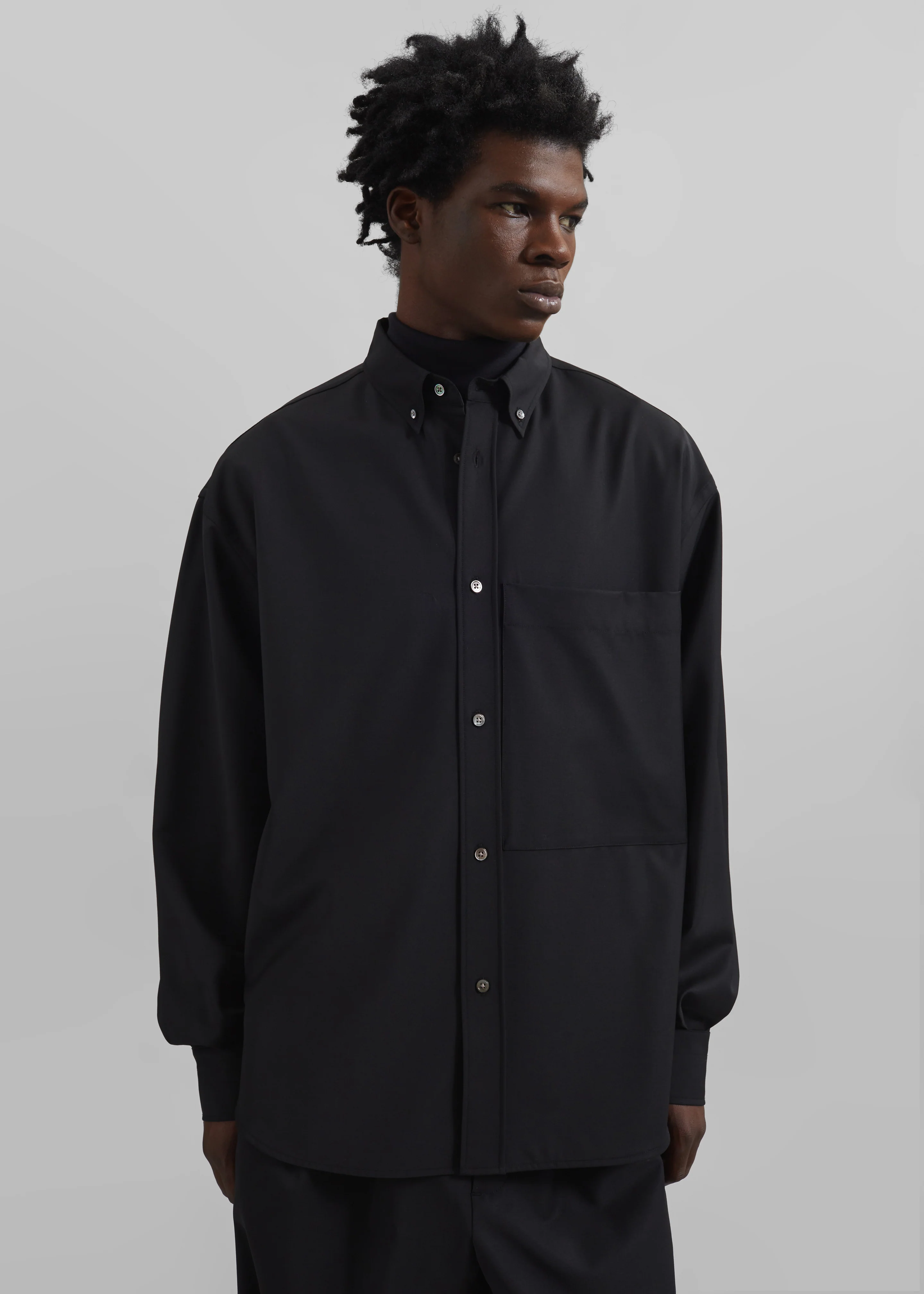 Dalton Wool Blend Shirt - Black - Image 4