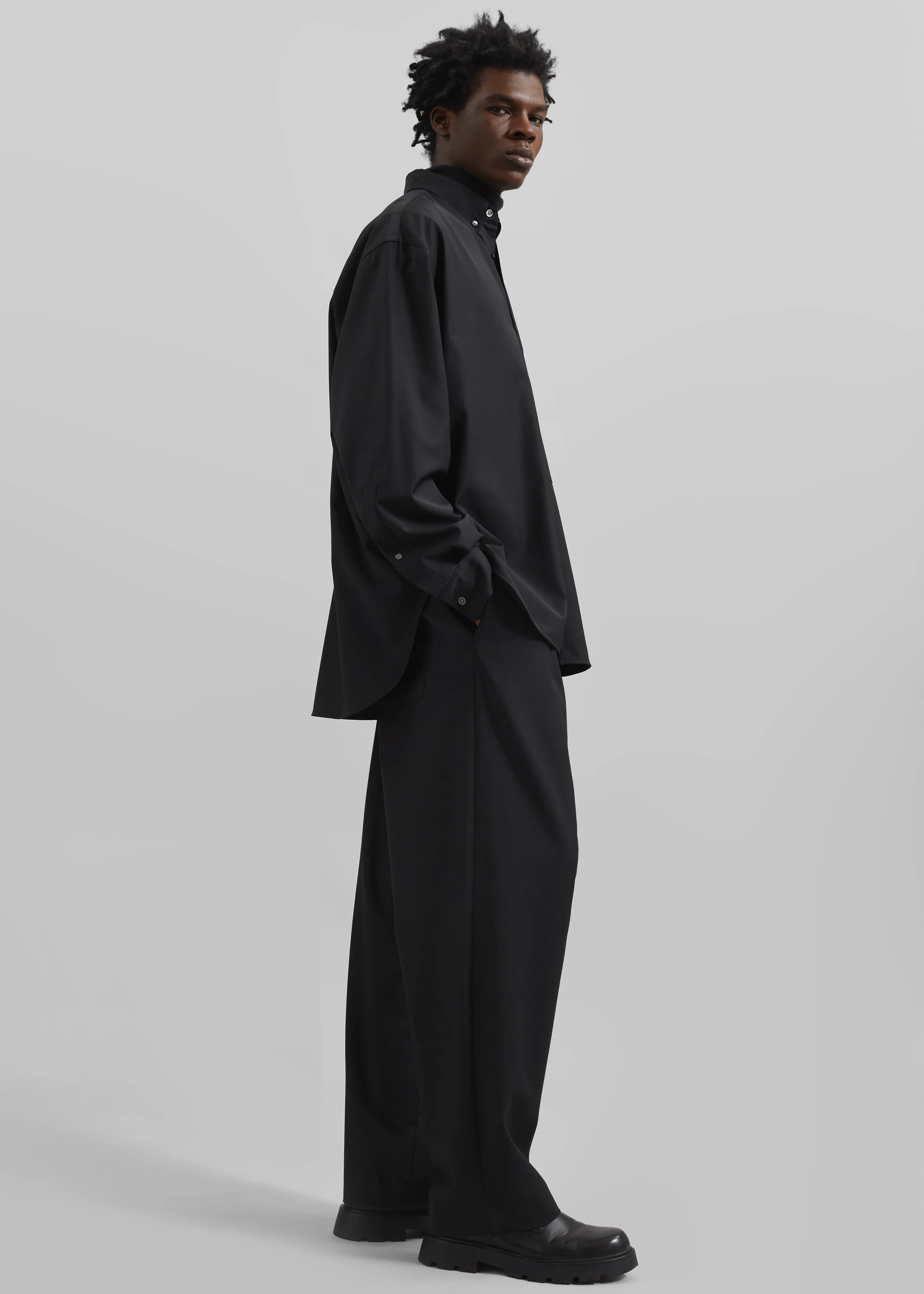 Dalton Wool Blend Shirt - Black - Image 6