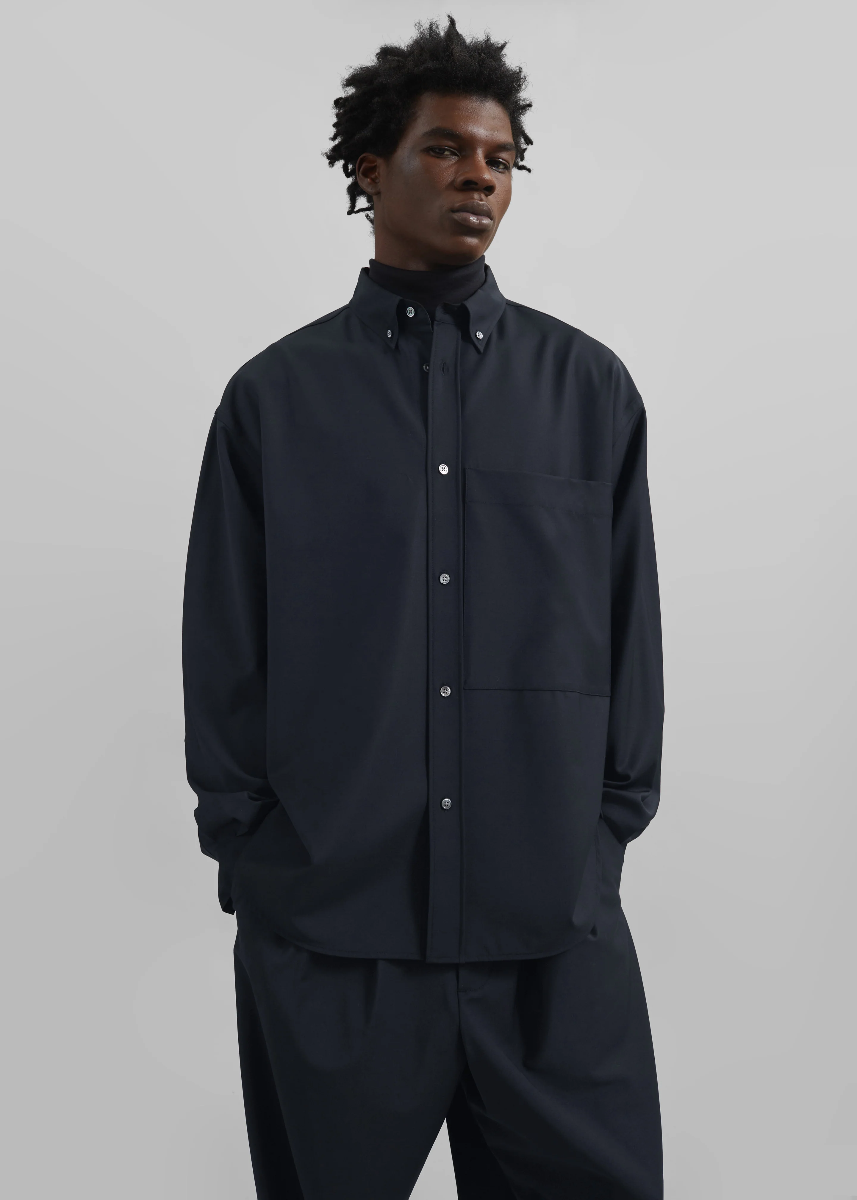 Dalton Wool Blend Shirt - Dark Navy - Image 3