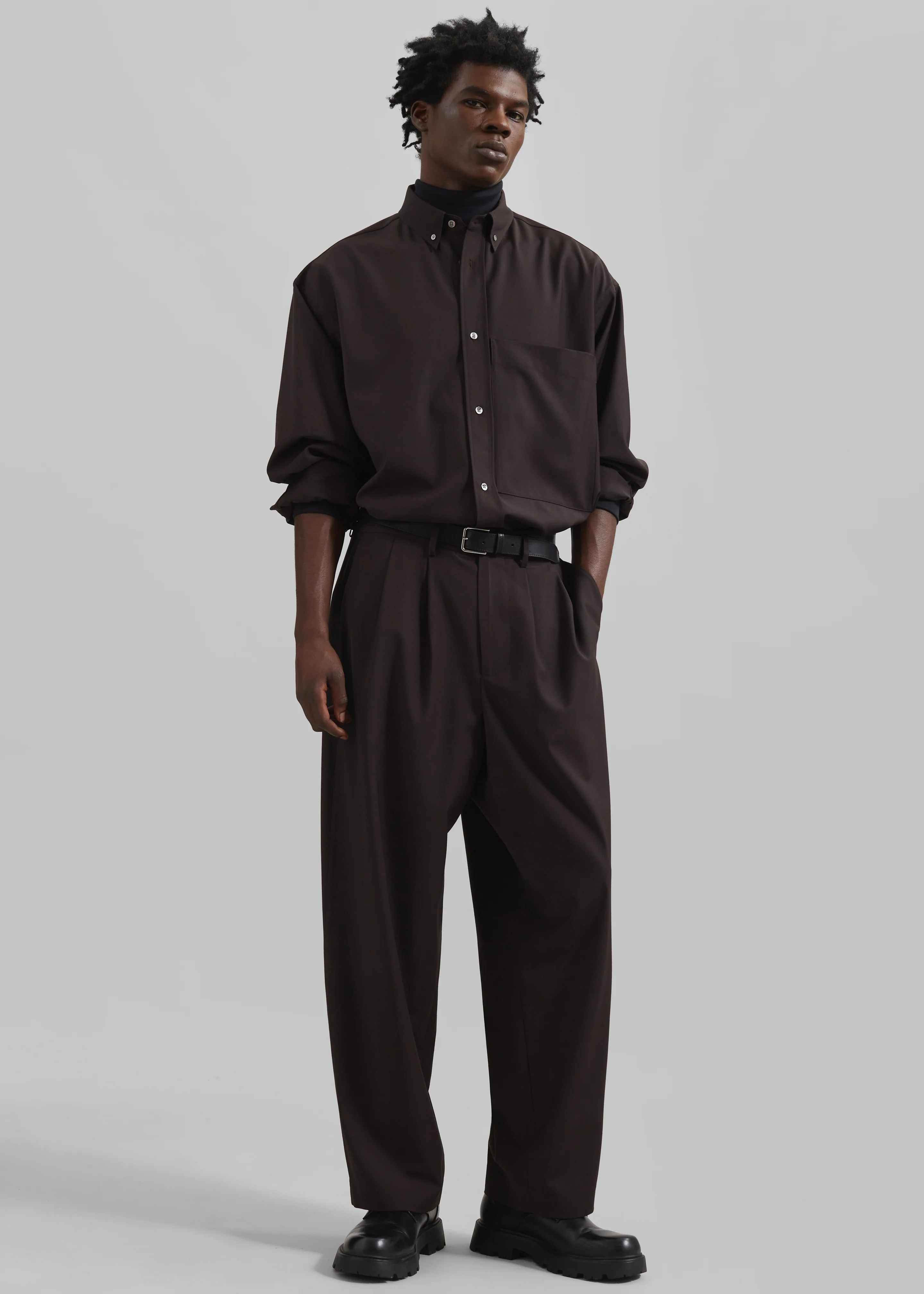 Dalton Wool Blend Trousers - Brown - Image 3